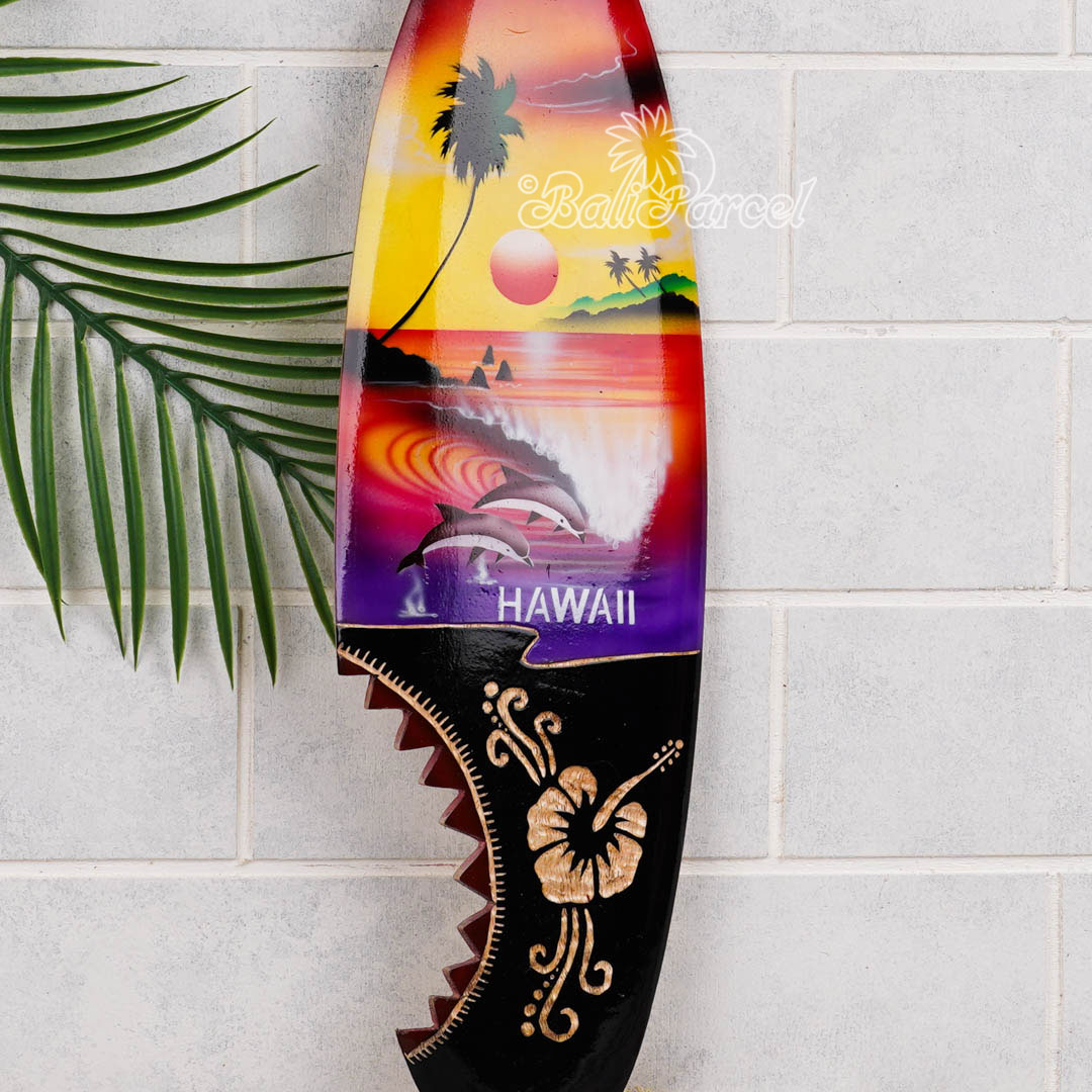 Wooden Surfboard And Carving Combination, Handcarved From Pinus Wood