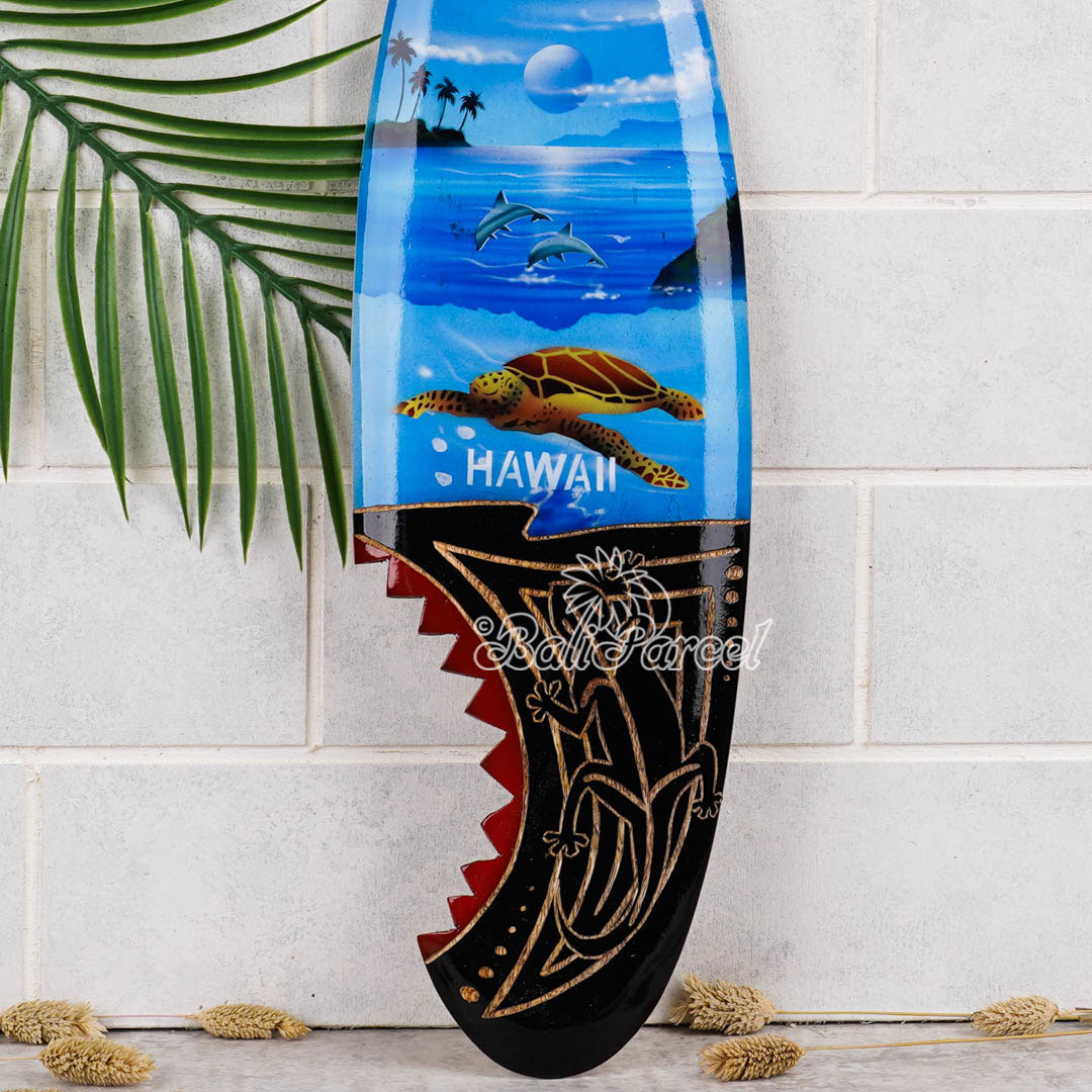 Wooden Surfboard And Carving Combination, Handcarved From Pinus Wood