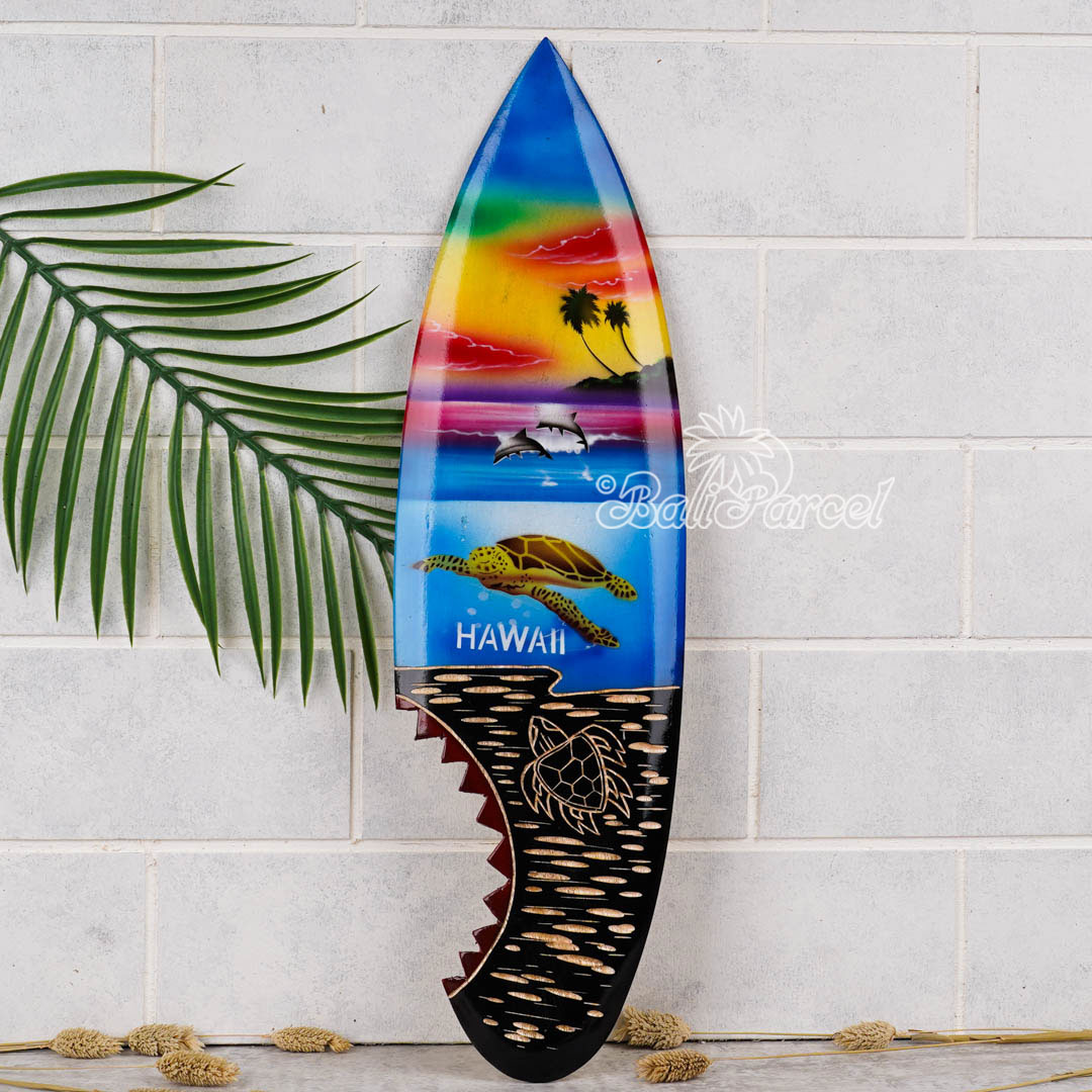 Wooden Surfboard And Carving Combination, Handcarved From Pinus Wood