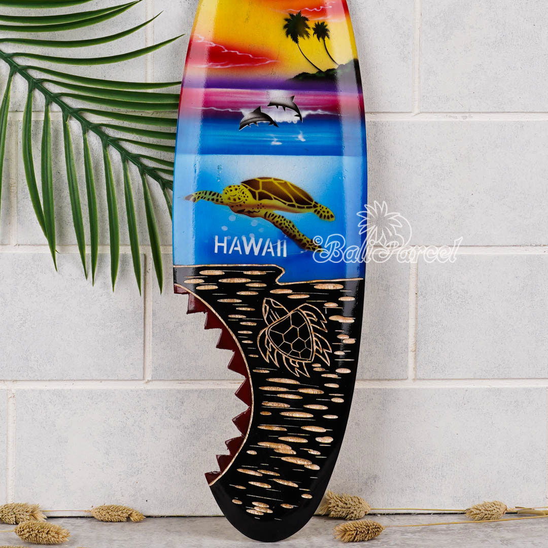 Wooden Surfboard And Carving Combination, Handcarved From Pinus Wood