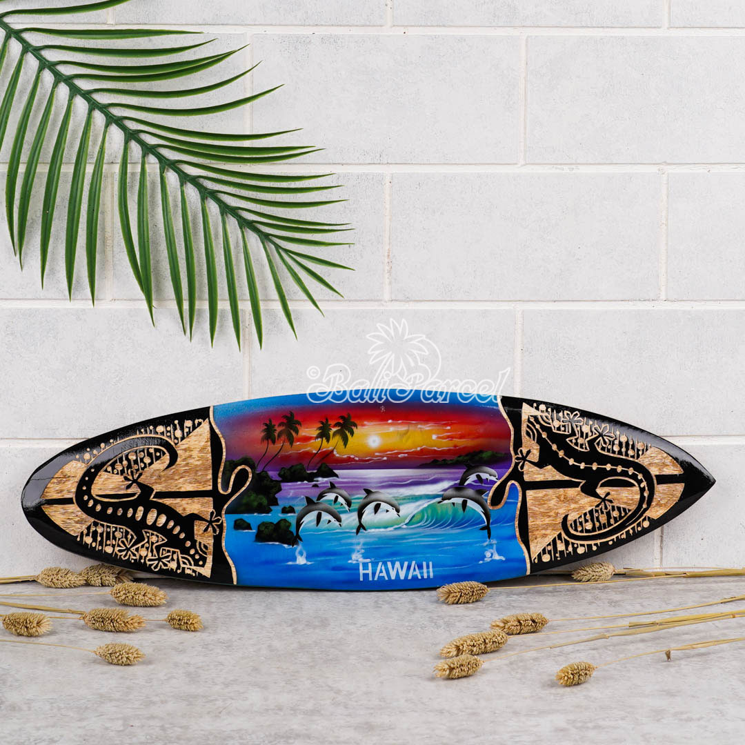 Wooden Surfboard And Carving Combination, Handcarved From Pinus Wood