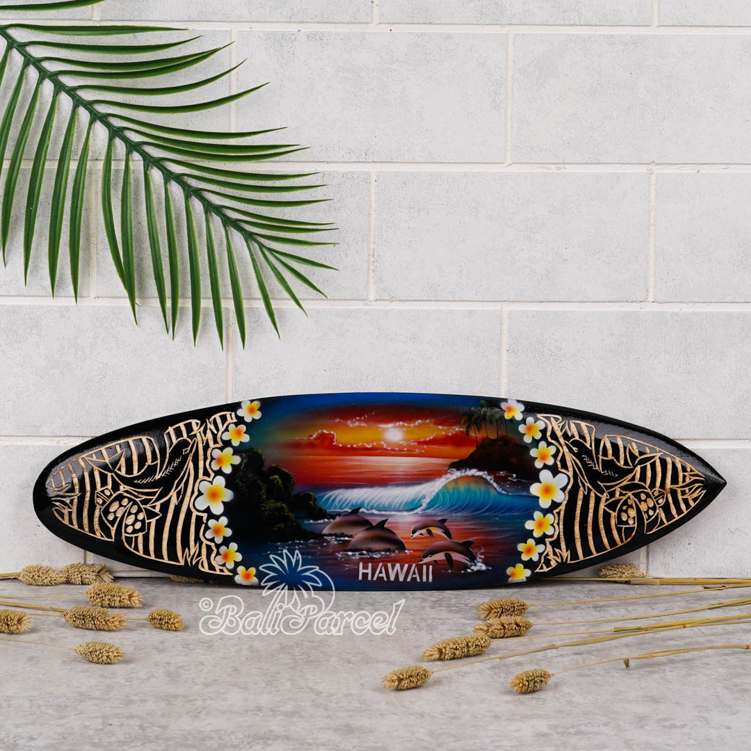 Wooden Surfboard And Carving Combination, Handcarved From Pinus Wood