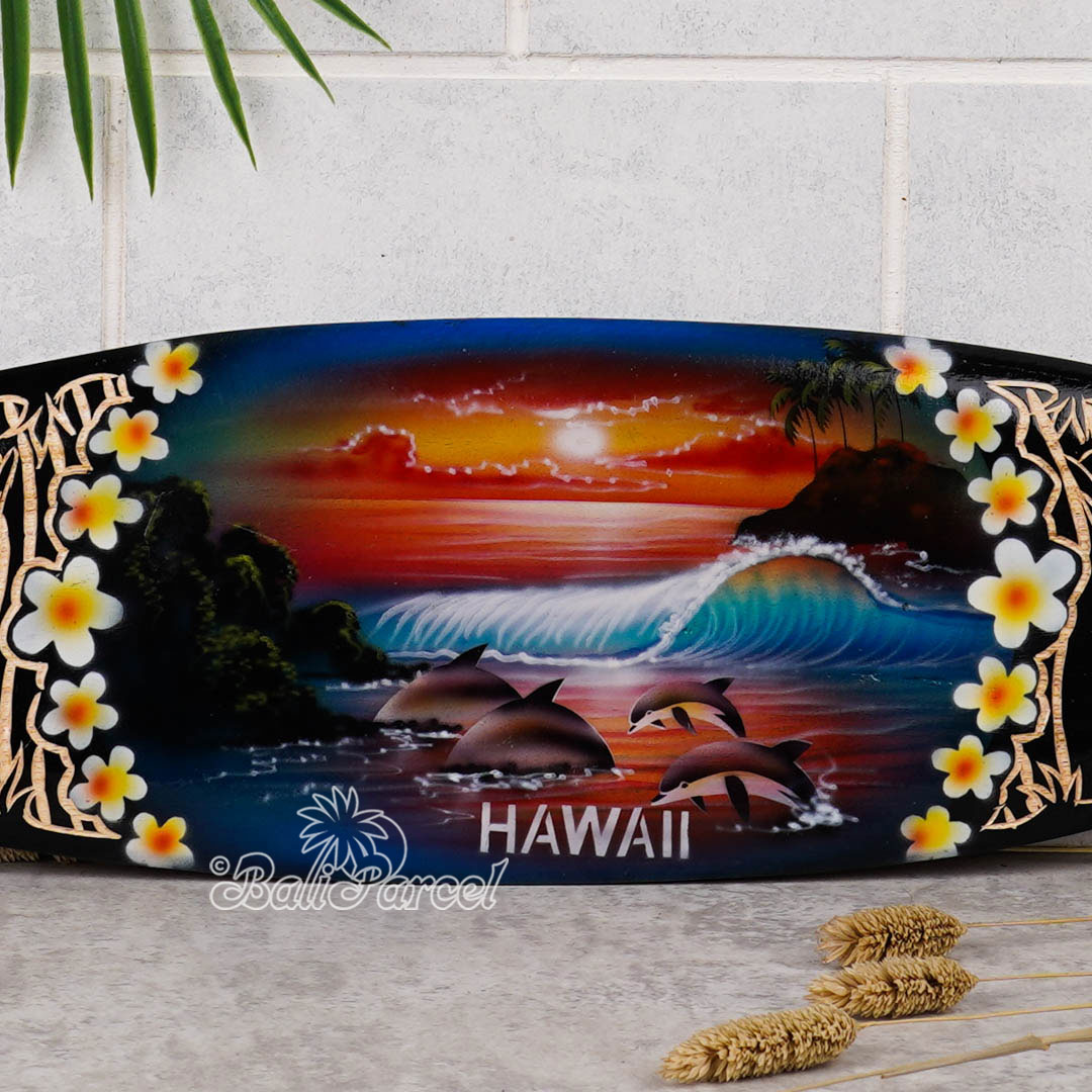 Wooden Surfboard And Carving Combination, Handcarved From Pinus Wood