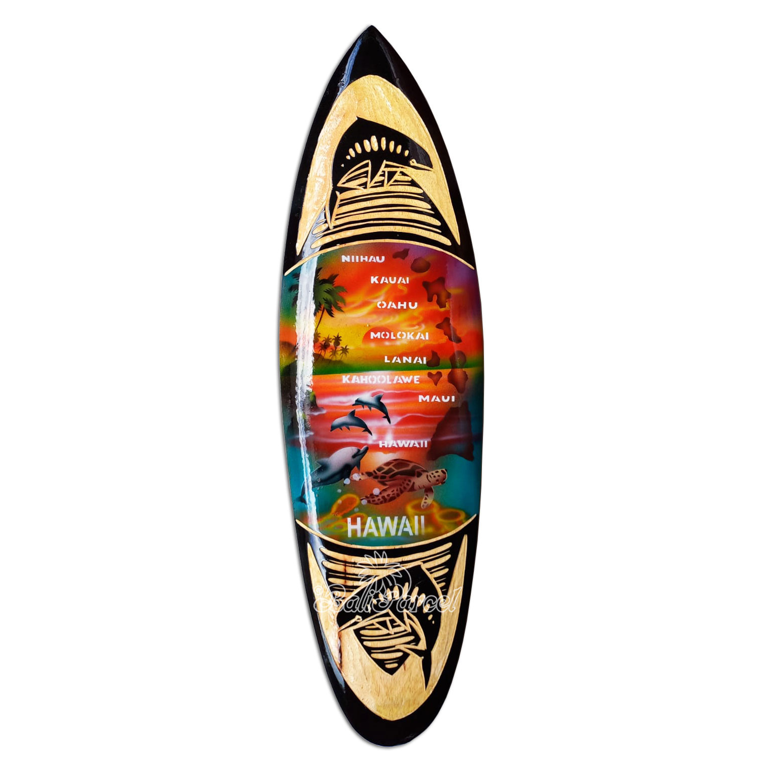 Wooden Surfboard And Carving Combination, Handcarved From Pinus Wood