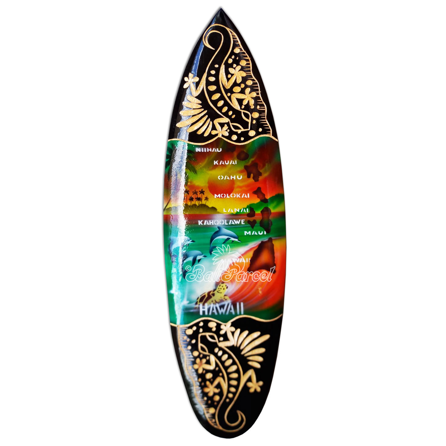Wooden Surfboard And Carving Combination, Handcarved From Pinus Wood