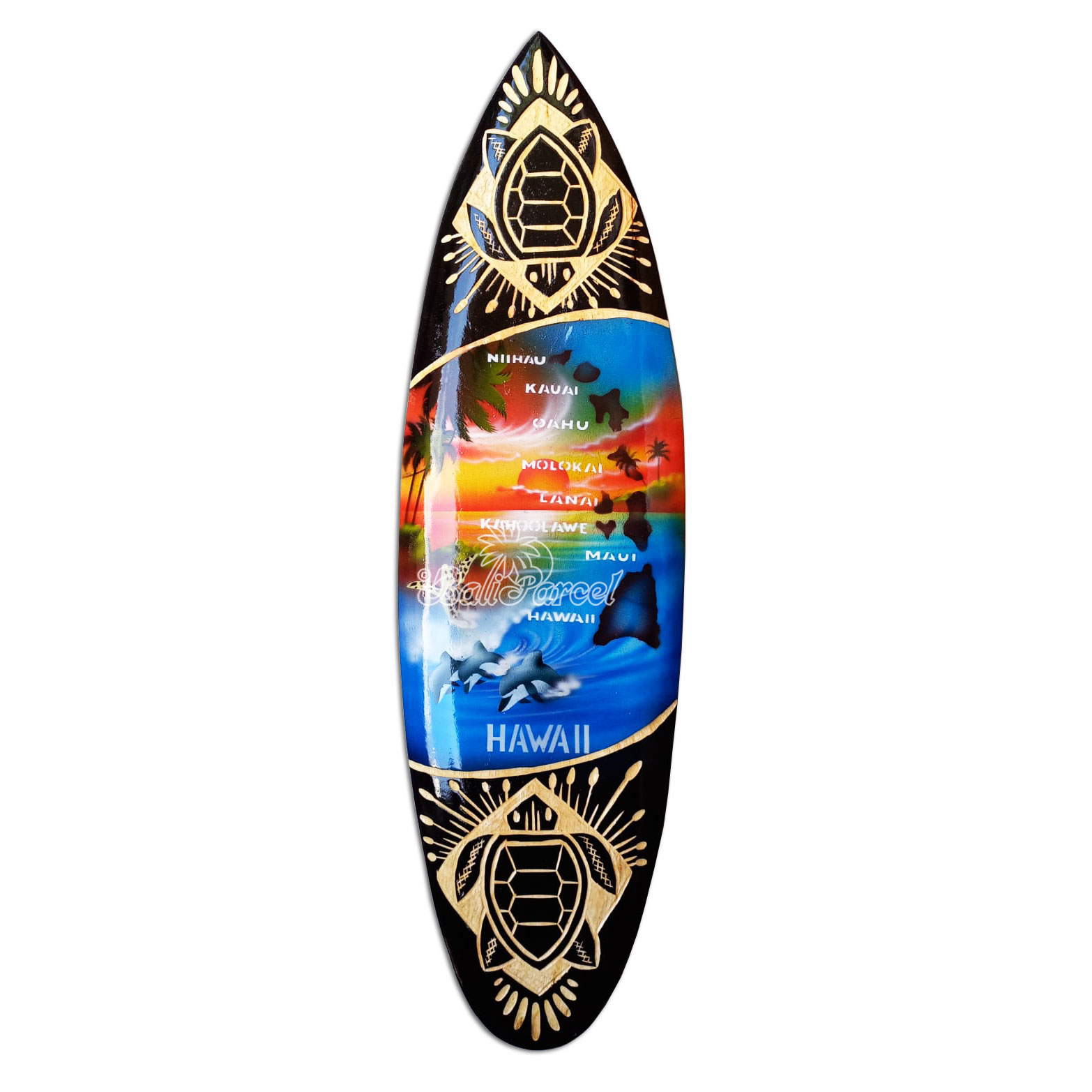 Wooden Surfboard And Carving Combination, Handcarved From Pinus Wood