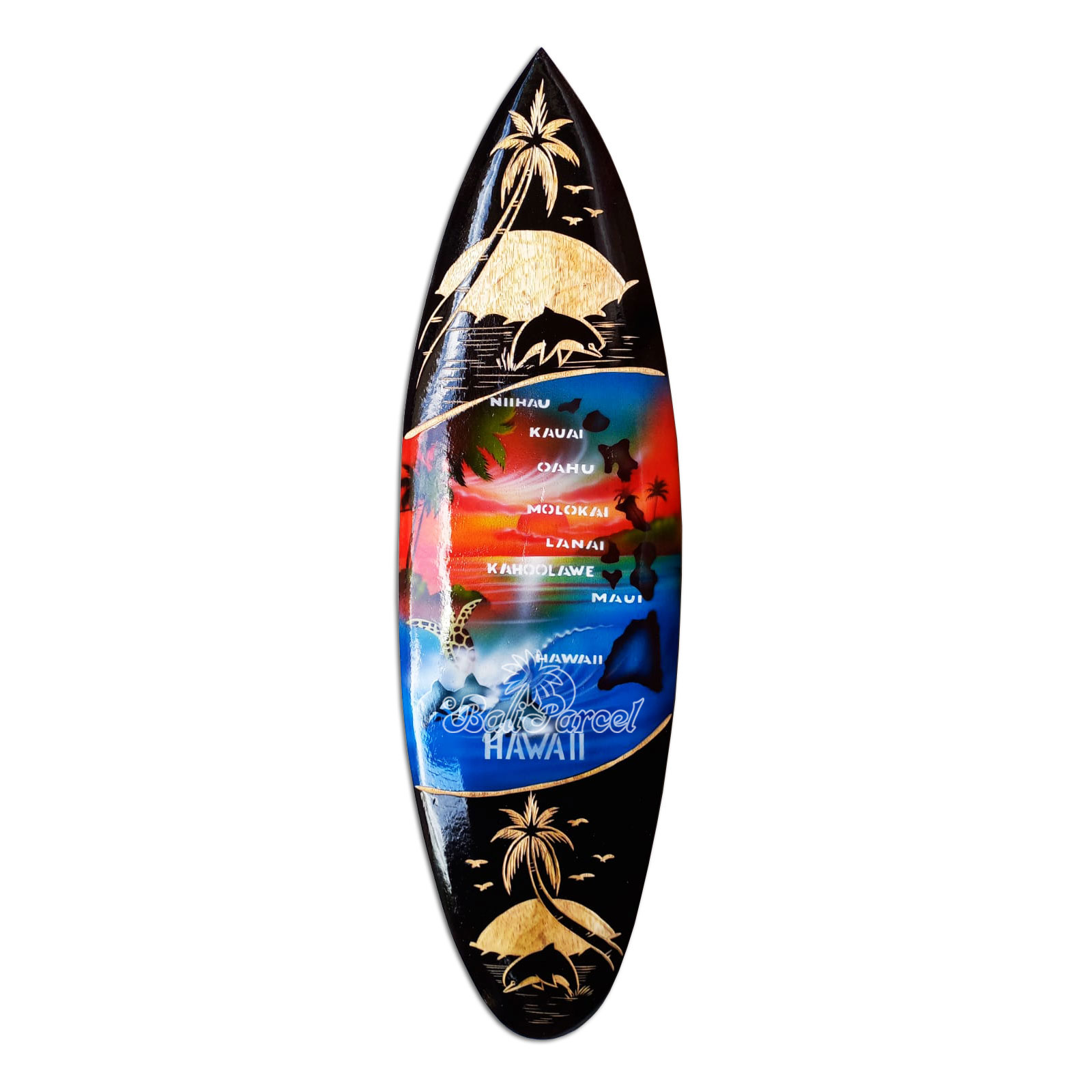 Wooden Surfboard And Carving Combination, Handcarved From Pinus Wood
