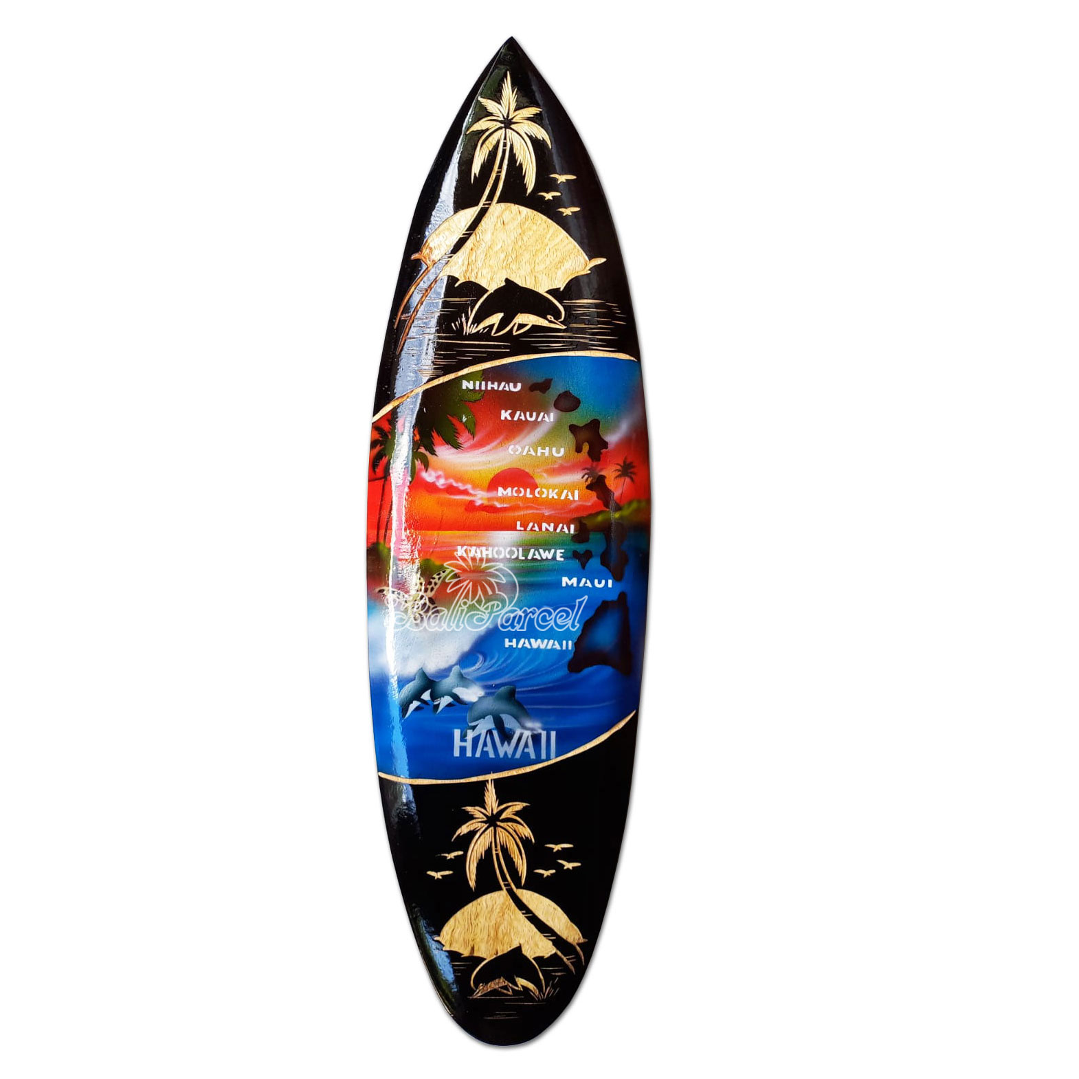 Wooden Surfboard And Carving Combination, Handcarved From Pinus Wood