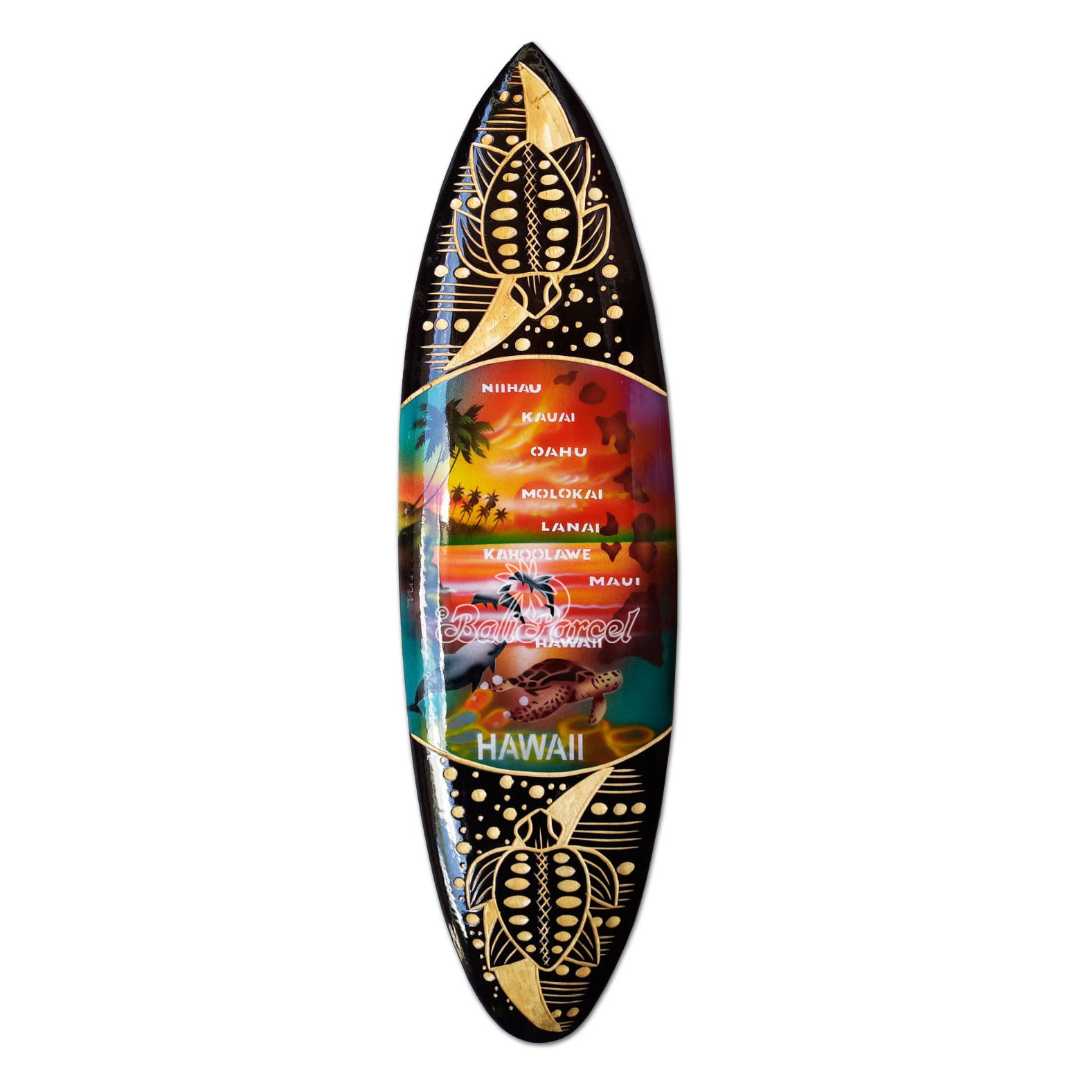 Wooden Surfboard And Carving Combination, Handcarved From Pinus Wood