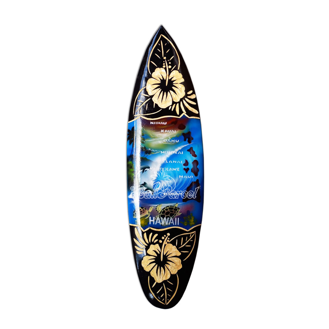 Wooden Surfboard And Carving Combination, Handcarved From Pinus Wood