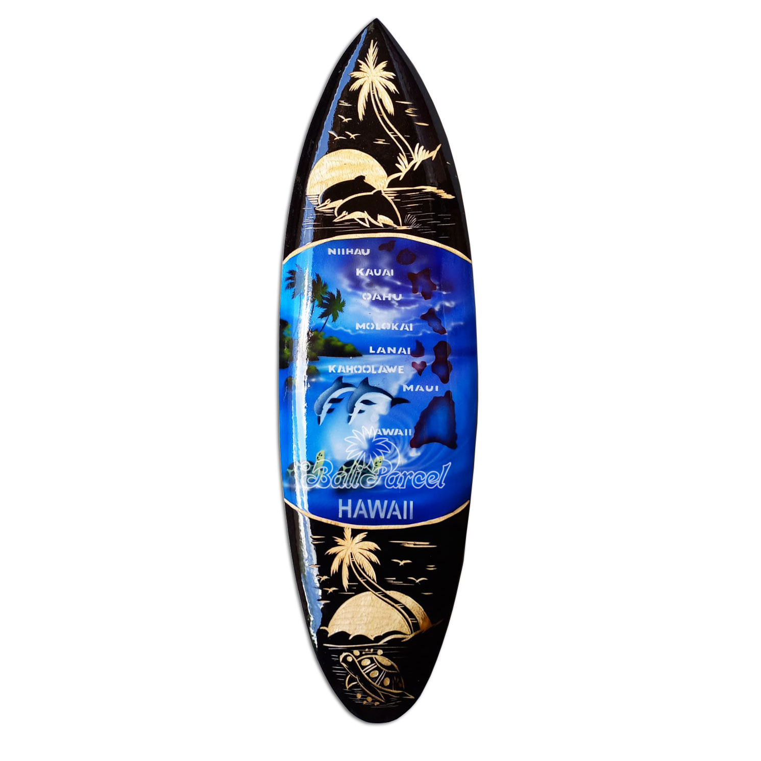 Wooden Surfboard And Carving Combination, Handcarved From Pinus Wood
