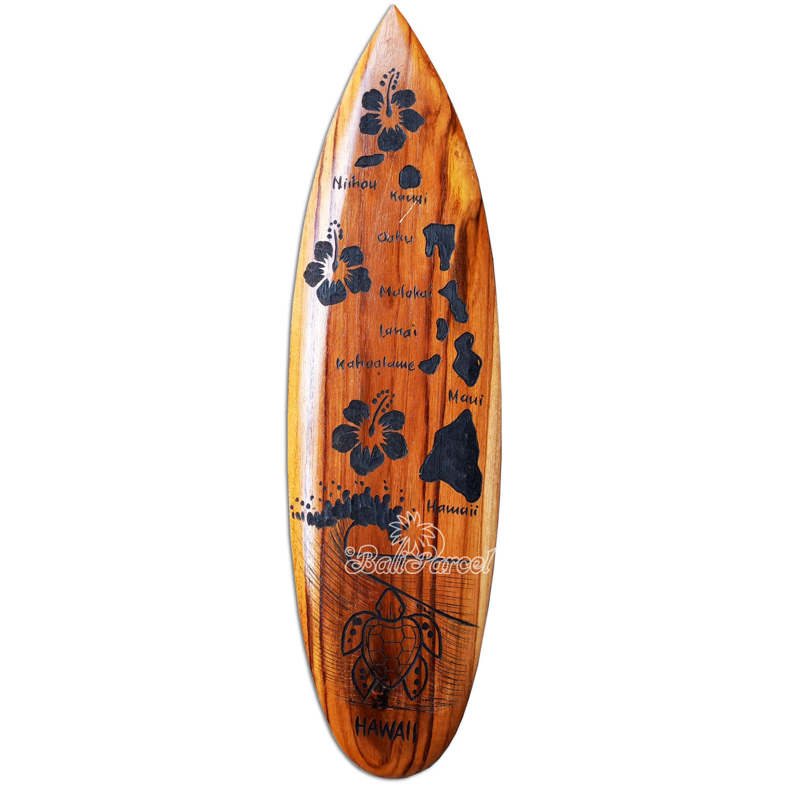 Wooden Surfboard Carving,  Handcarved From Teak Wood
