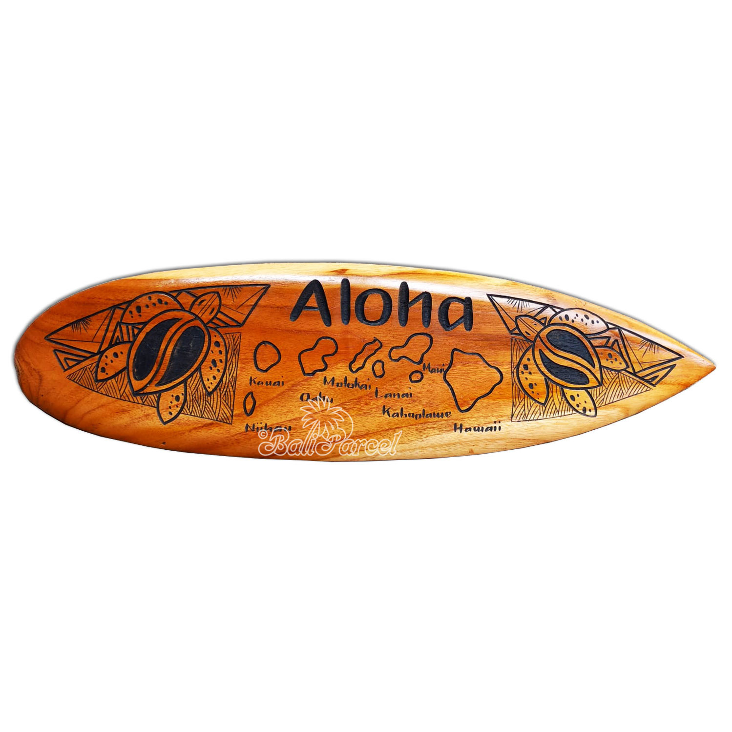 Wooden Surfboard Carving,  Handcarved From Teak Wood