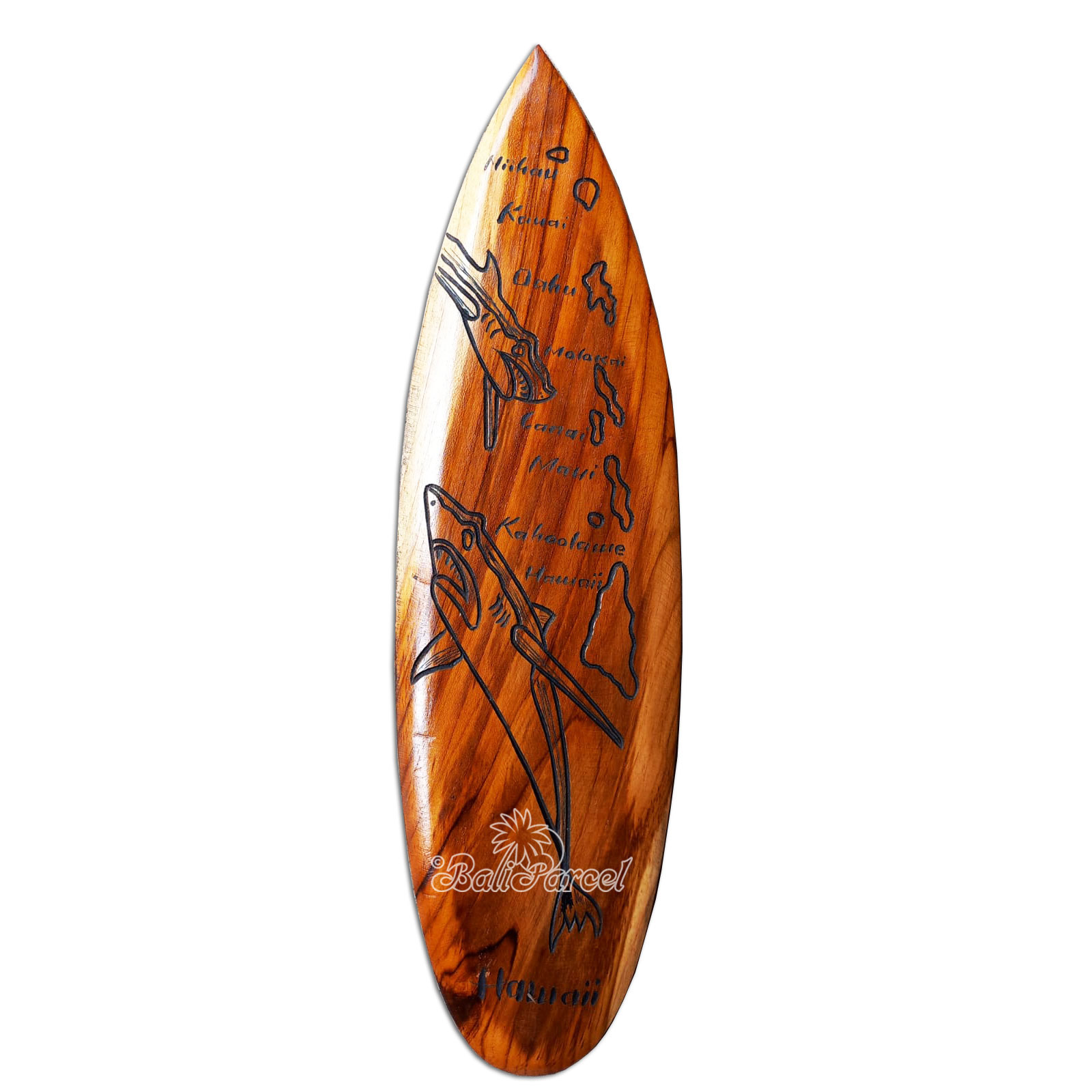Wooden Surfboard Carving,  Handcarved From Teak Wood
