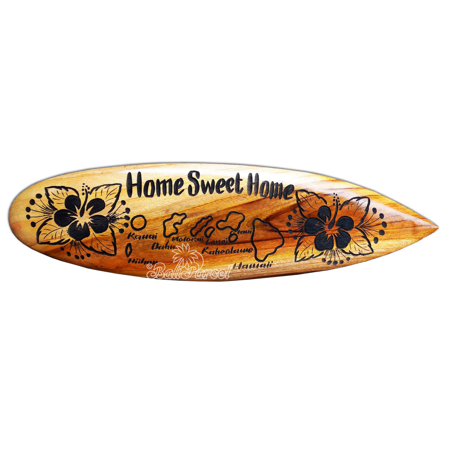 Wooden Surfboard Carving,  Handcarved From Teak Wood