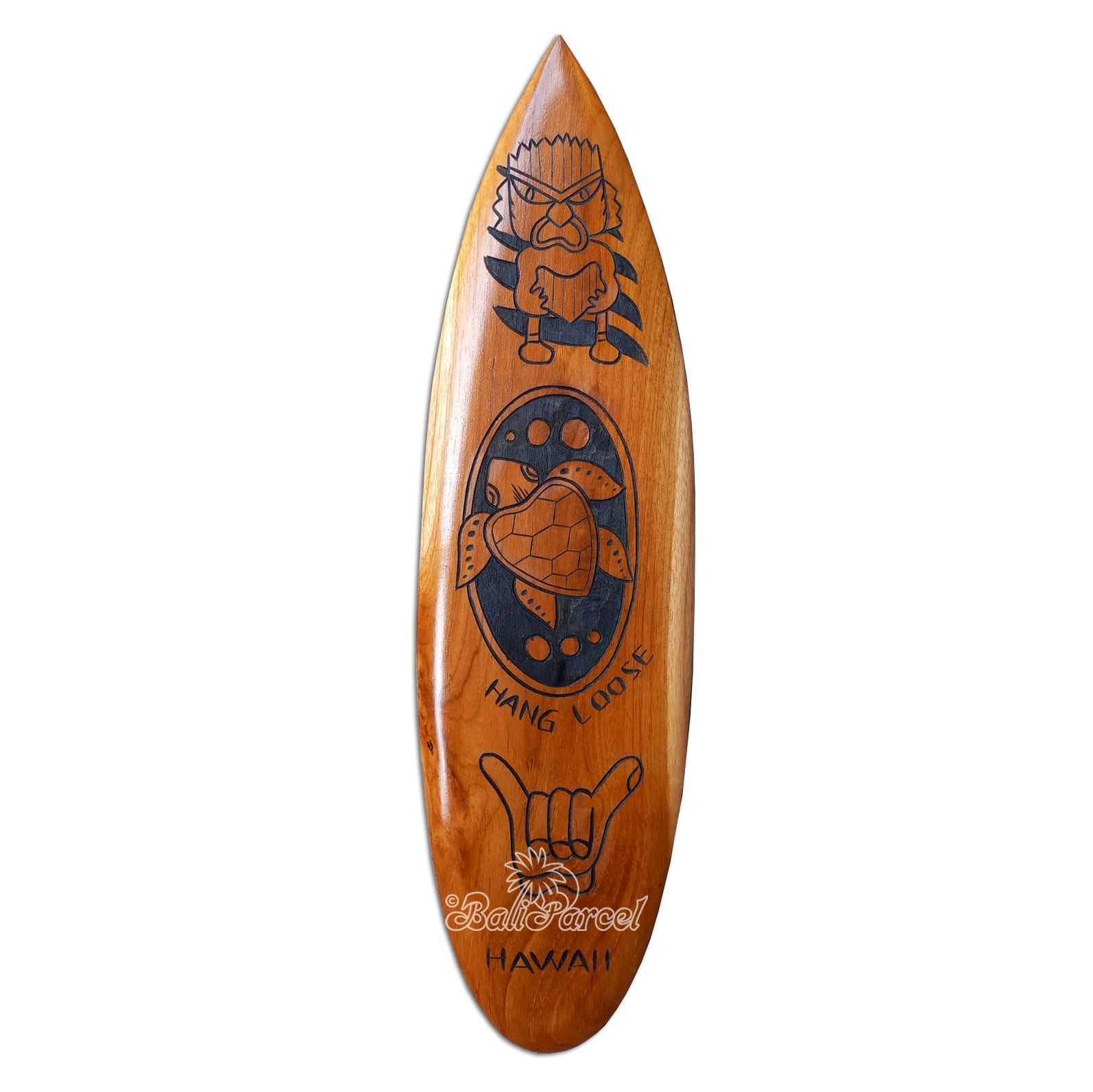 Wooden Surfboard Carving,  Handcarved From Teak Wood