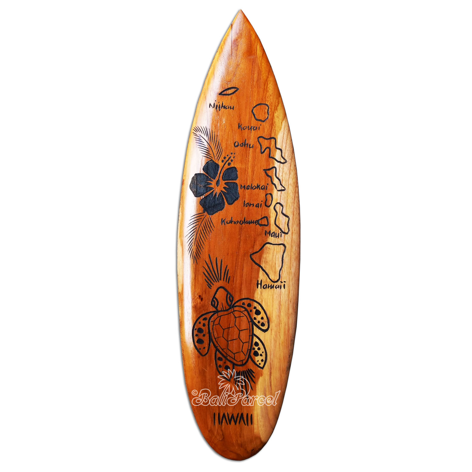 Wooden Surfboard Carving,  Handcarved From Teak Wood