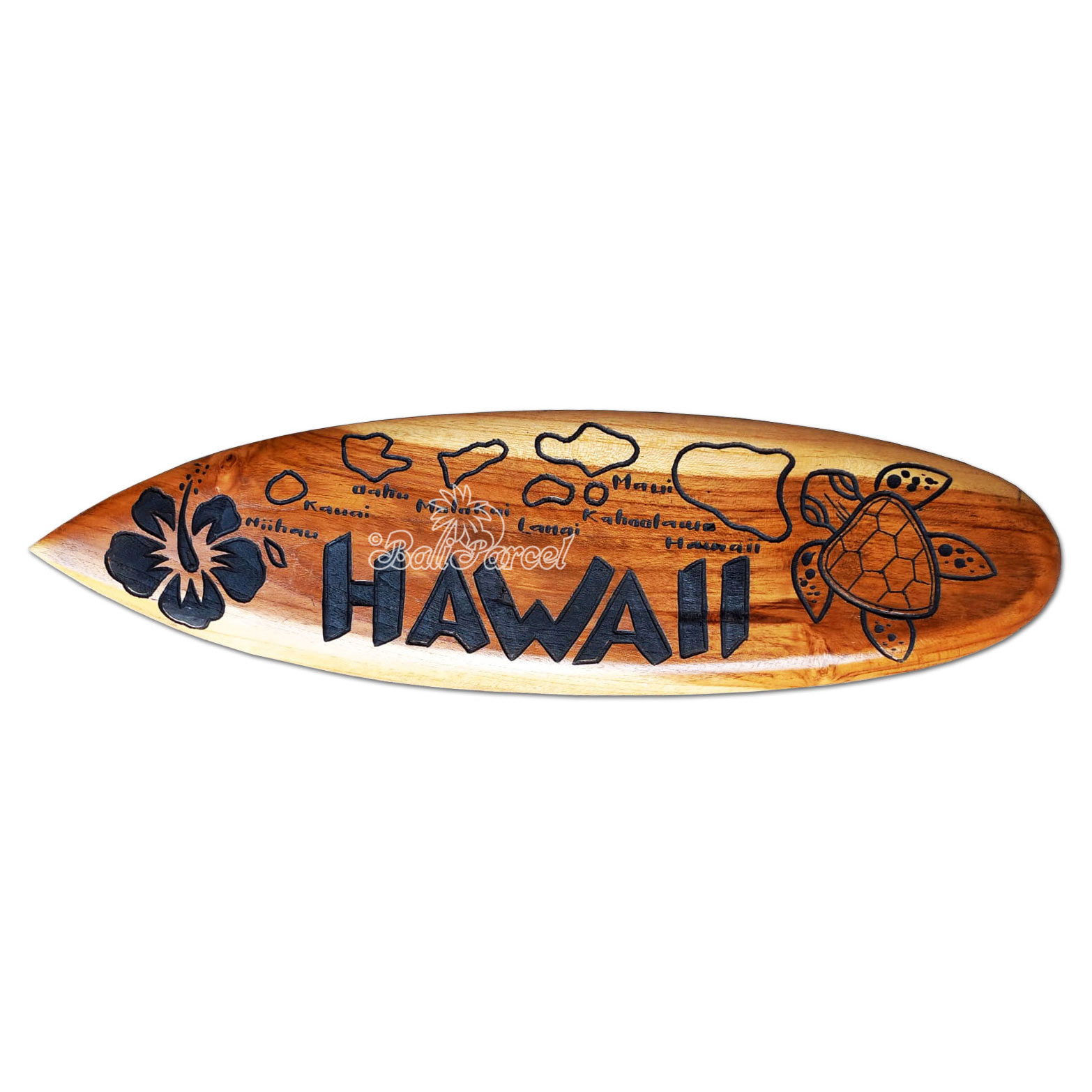 Wooden Surfboard Carving,  Handcarved From Teak Wood