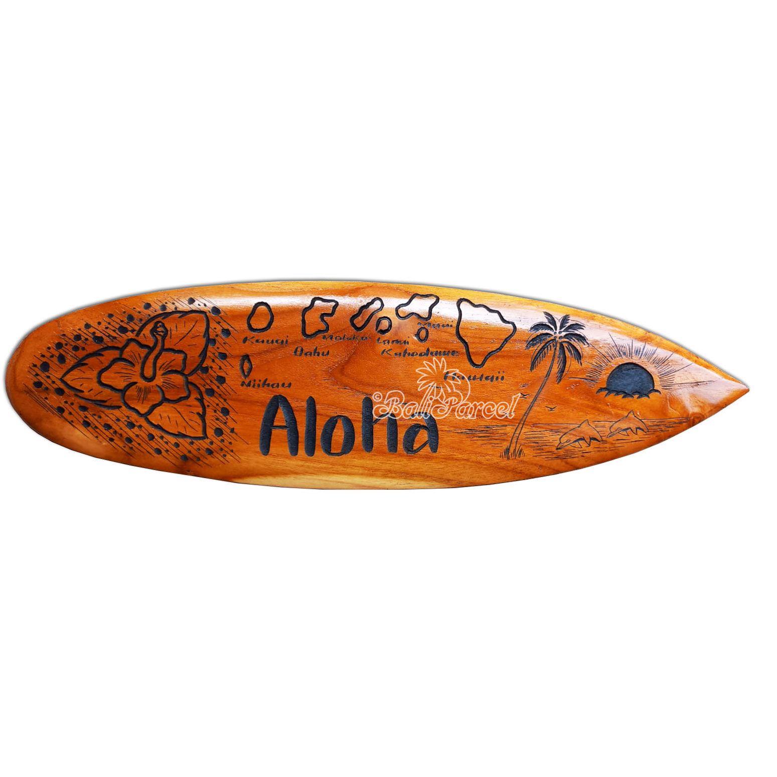 Wooden Surfboard Carving,  Handcarved From Teak Wood