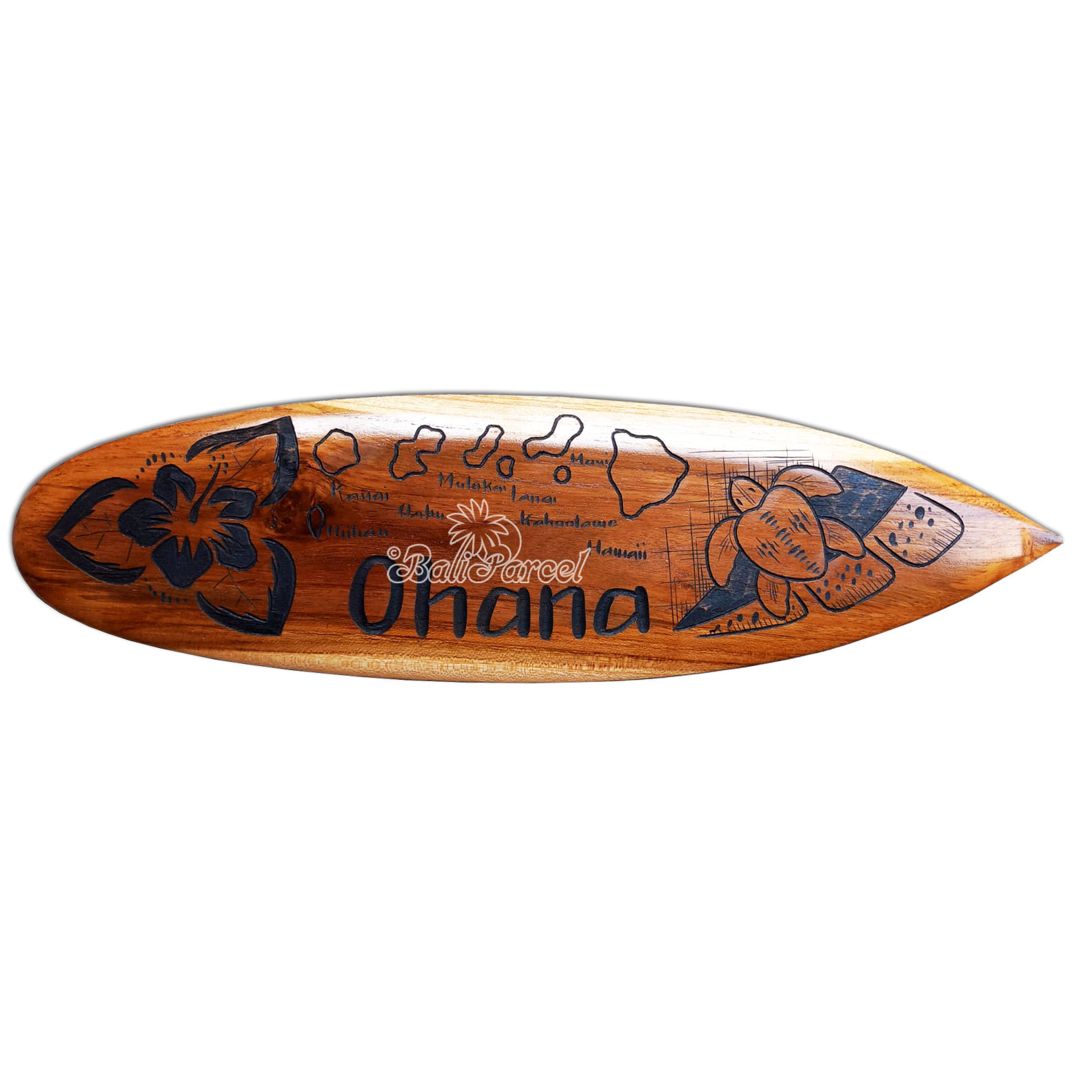 Wooden Surfboard Carving,  Handcarved From Teak Wood