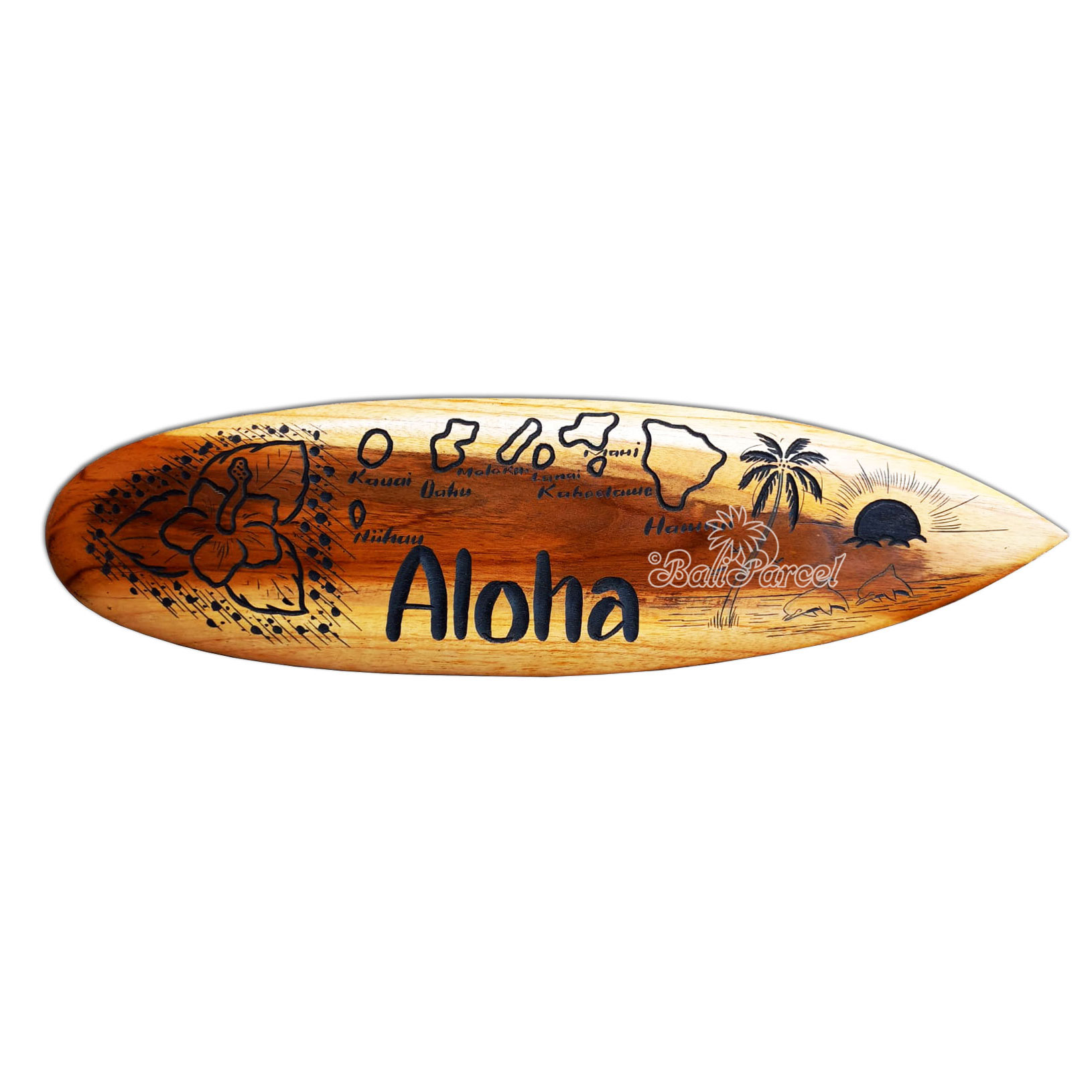 Wooden Surfboard Carving,  Handcarved From Teak Wood