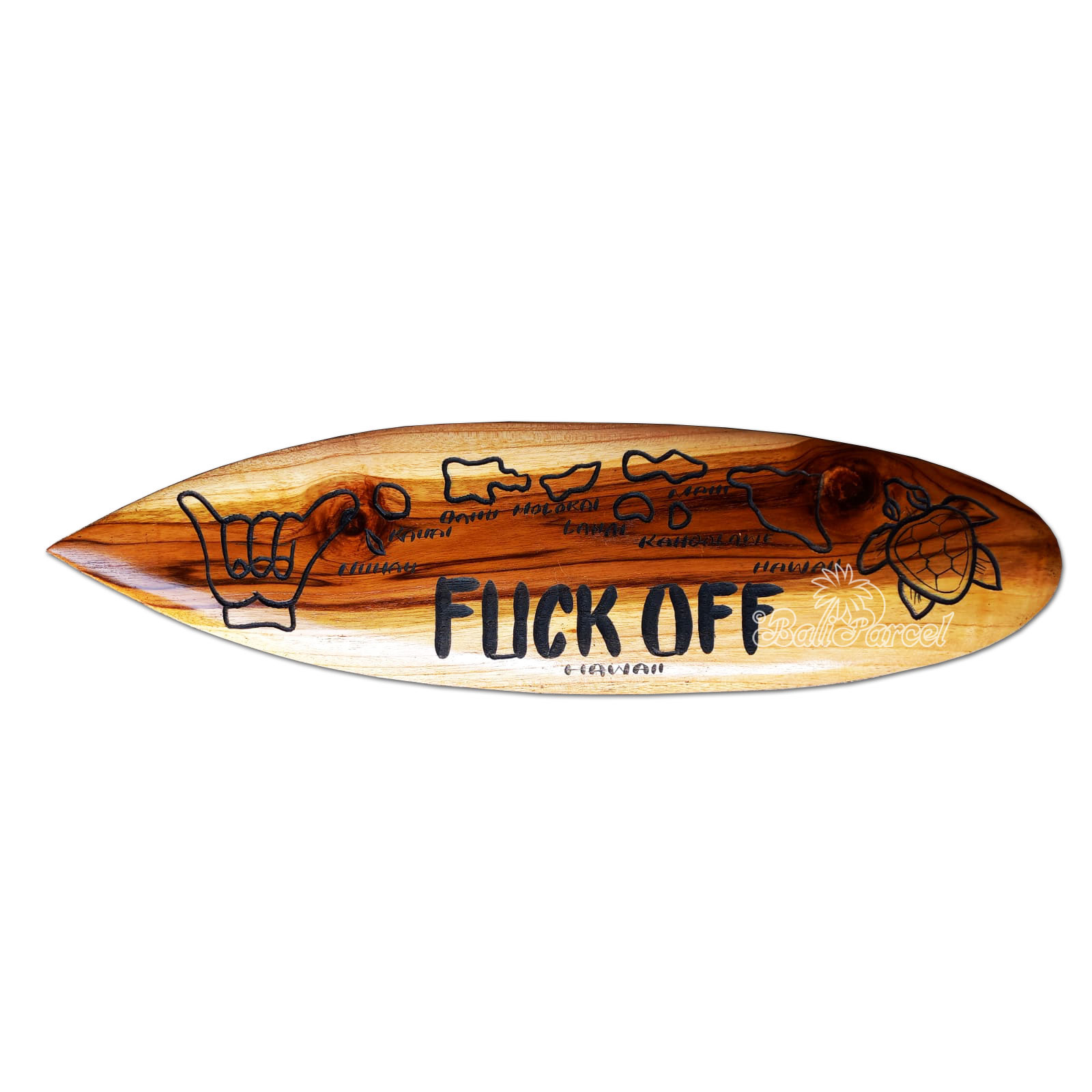 Wooden Surfboard Carving,  Handcarved From Teak Wood