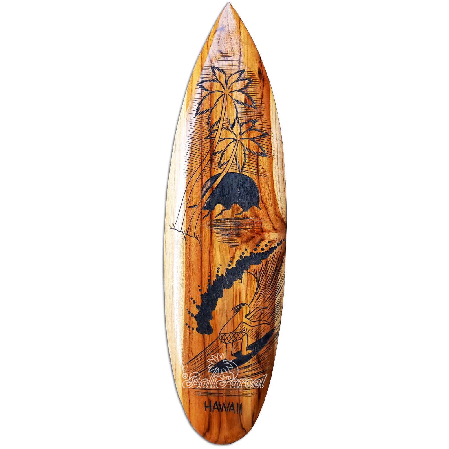 Wooden Surfboard Carving,  Handcarved From Teak Wood