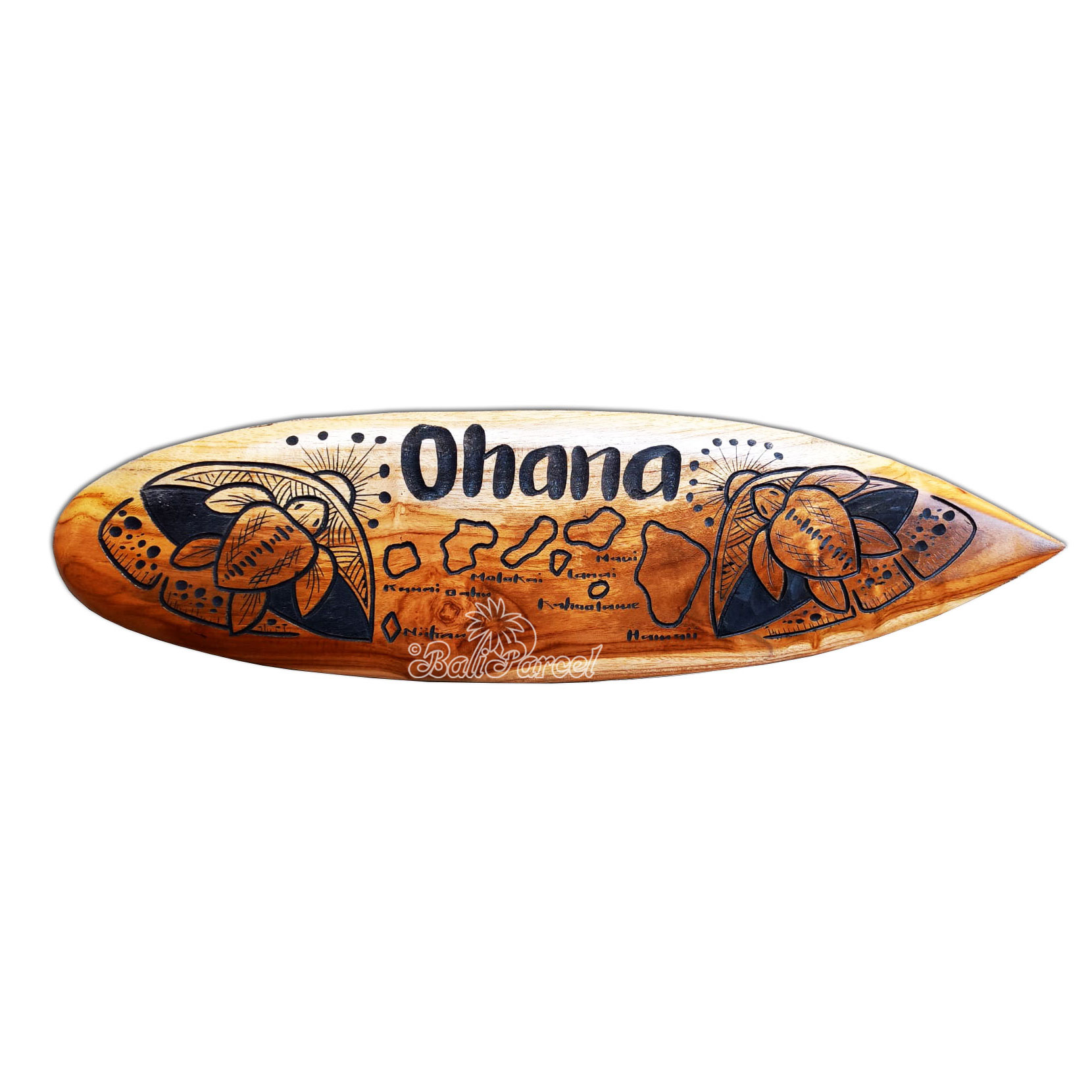 Wooden Surfboard Carving,  Handcarved From Teak Wood