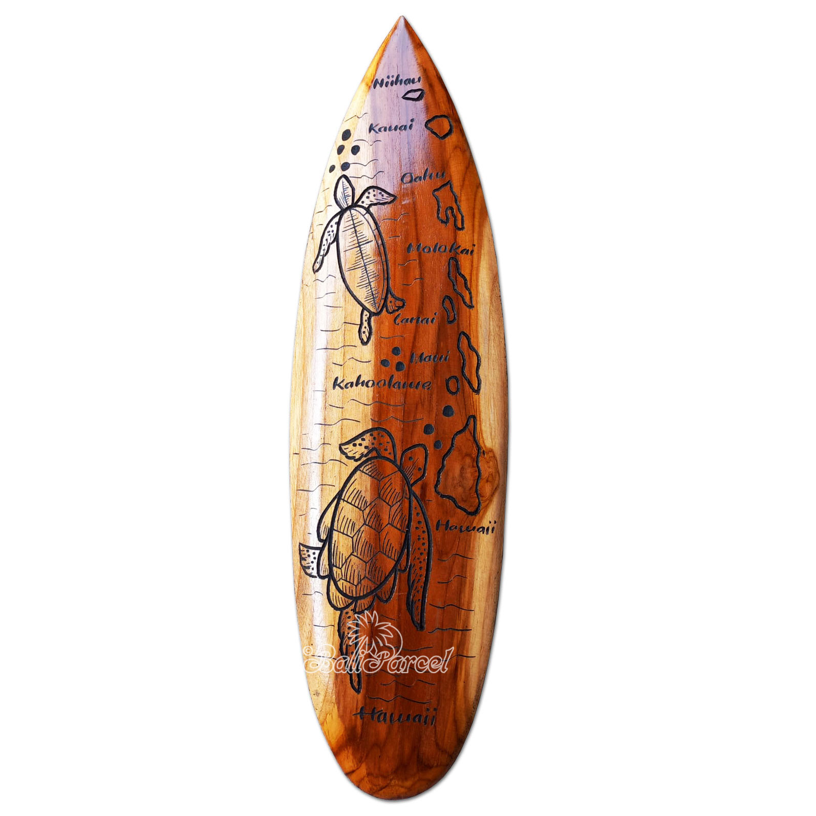 Wooden Surfboard Carving,  Handcarved From Teak Wood