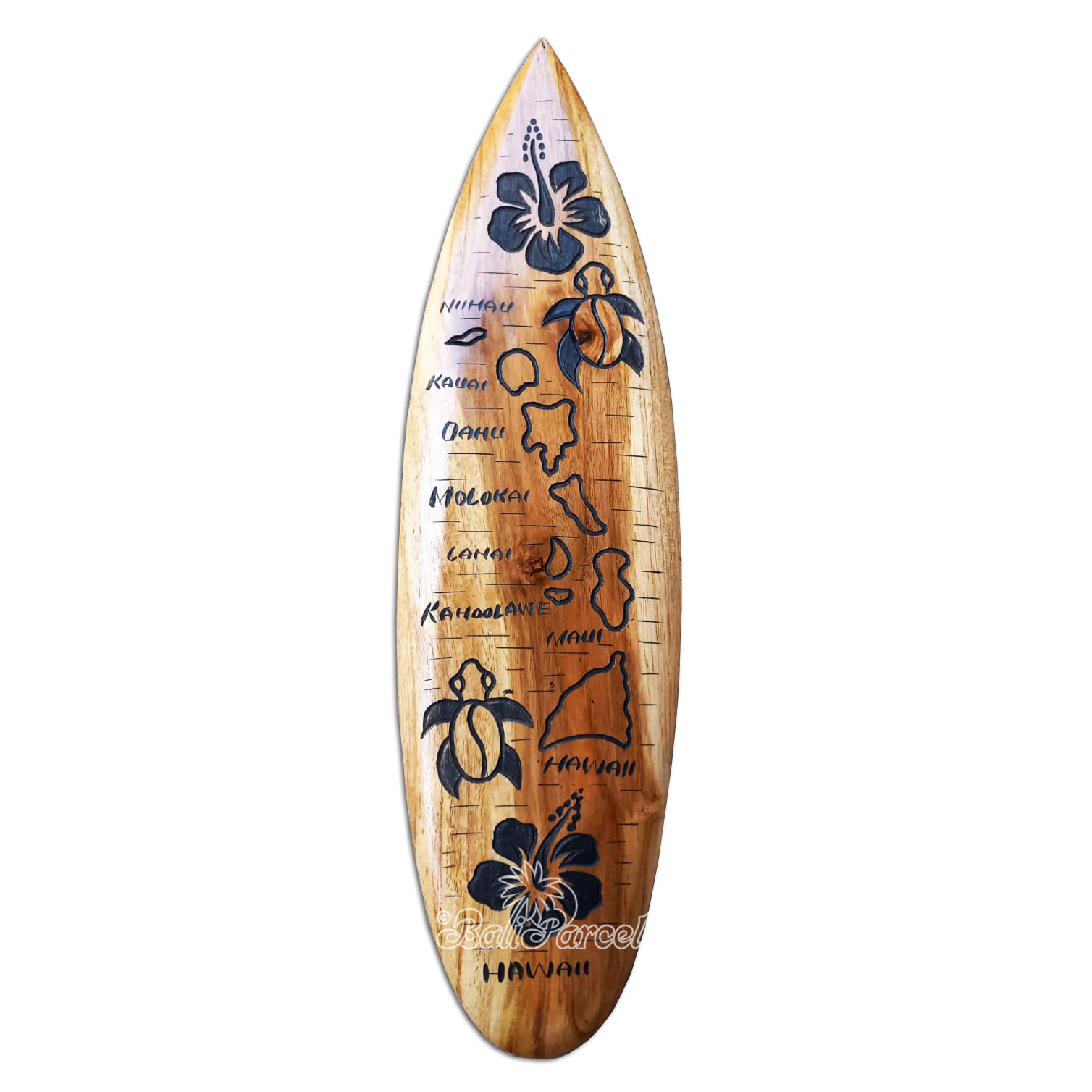 Wooden Surfboard Carving,  Handcarved From Teak Wood