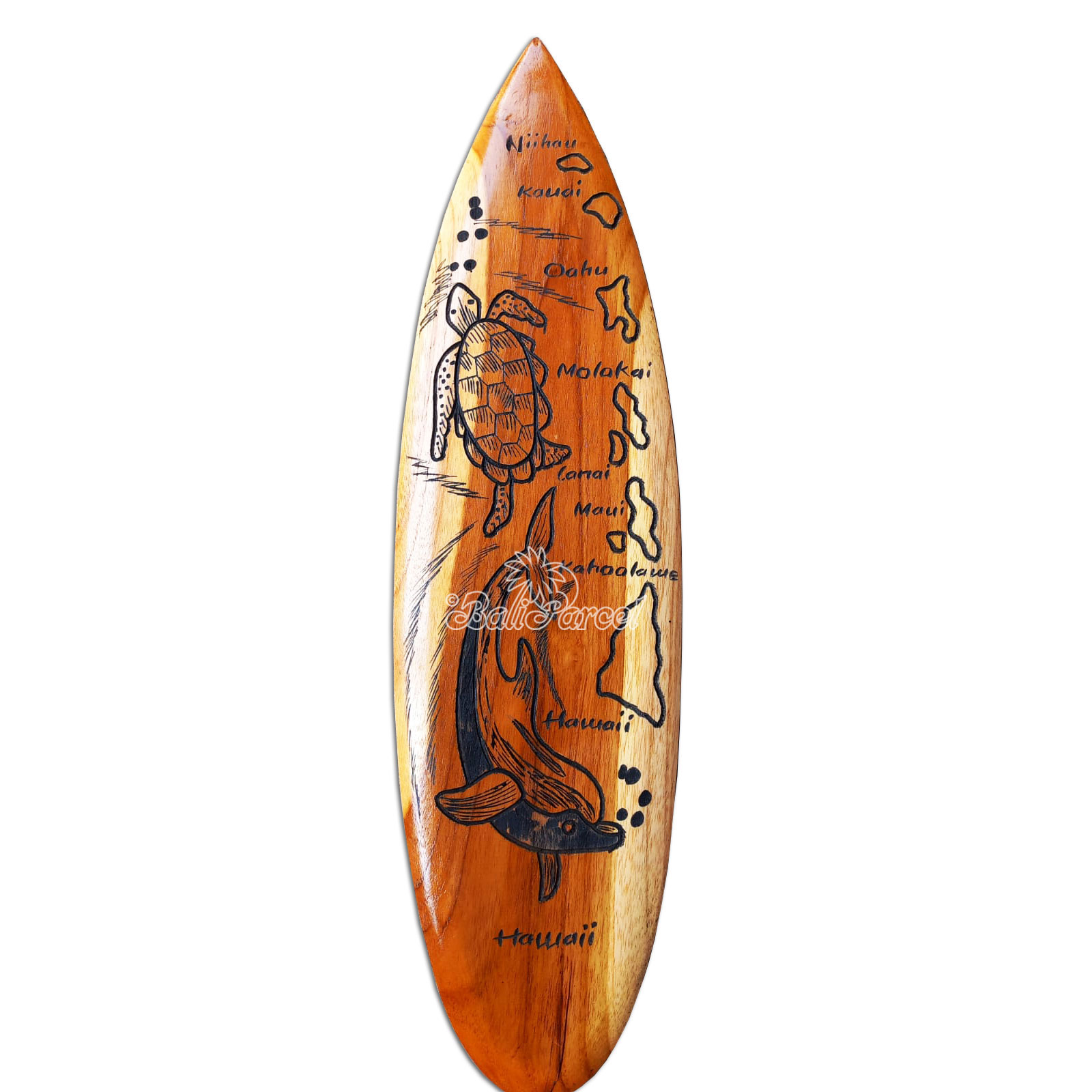 Wooden Surfboard Carving,  Handcarved From Teak Wood