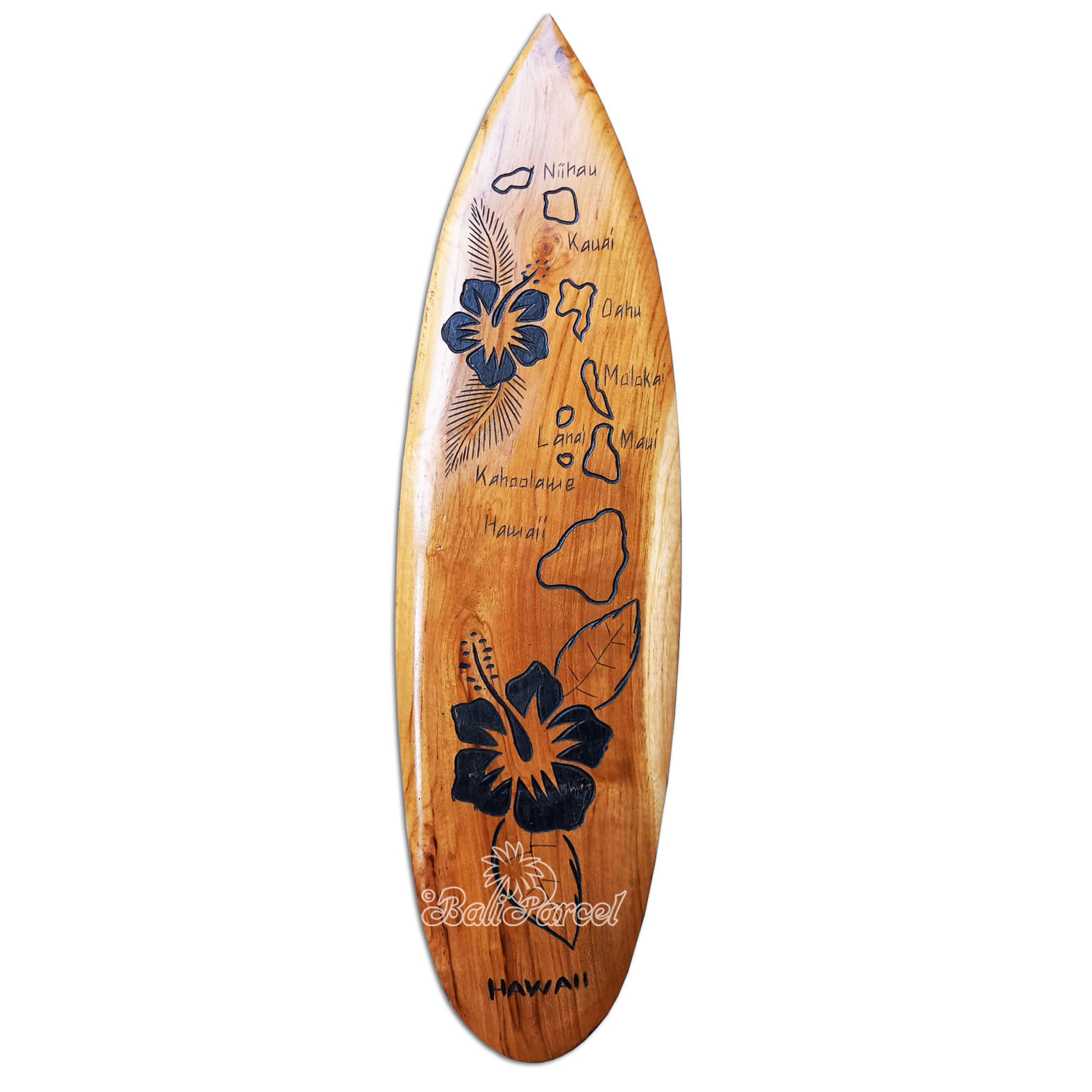 Wooden Surfboard Carving,  Handcarved From Teak Wood