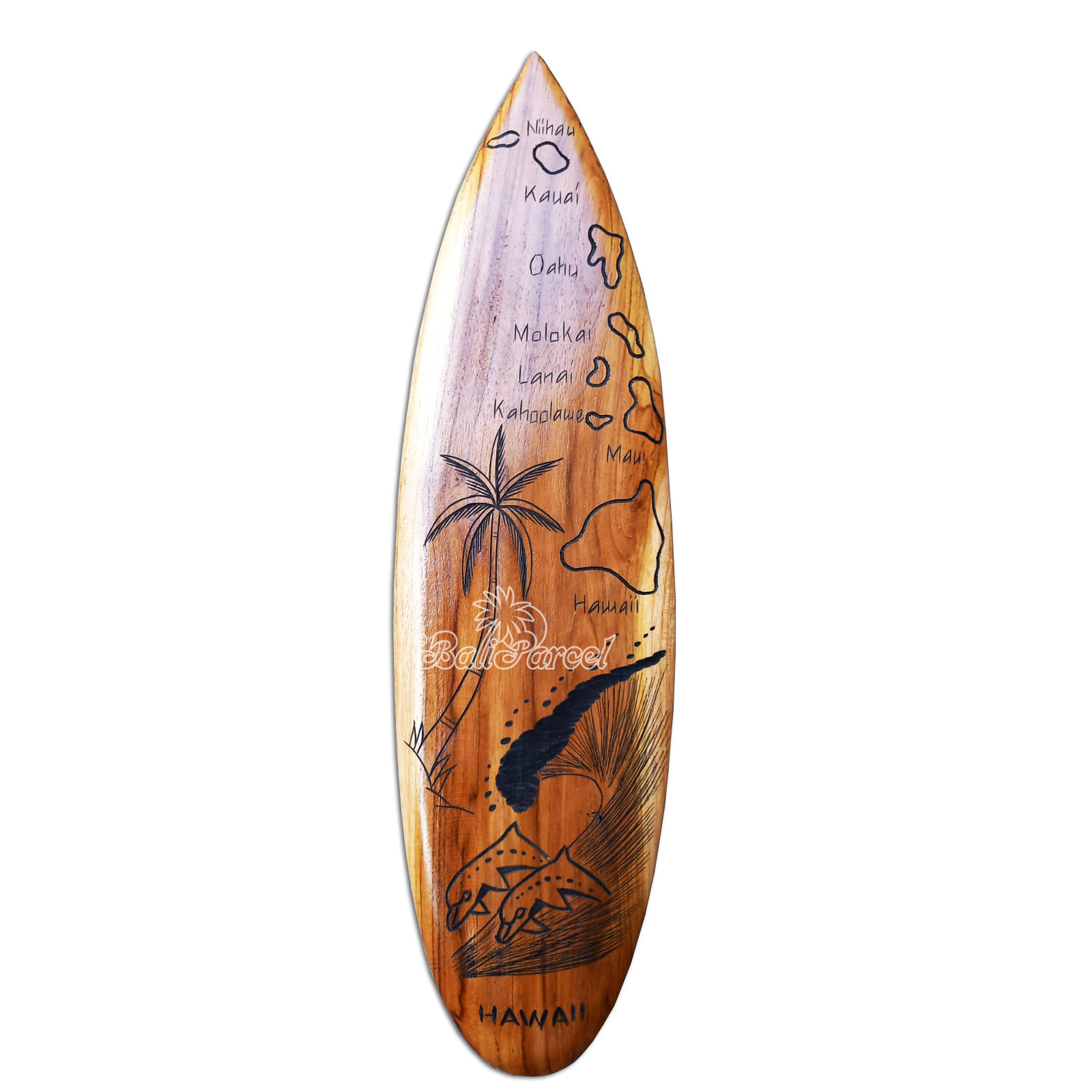 Wooden Surfboard Carving,  Handcarved From Teak Wood