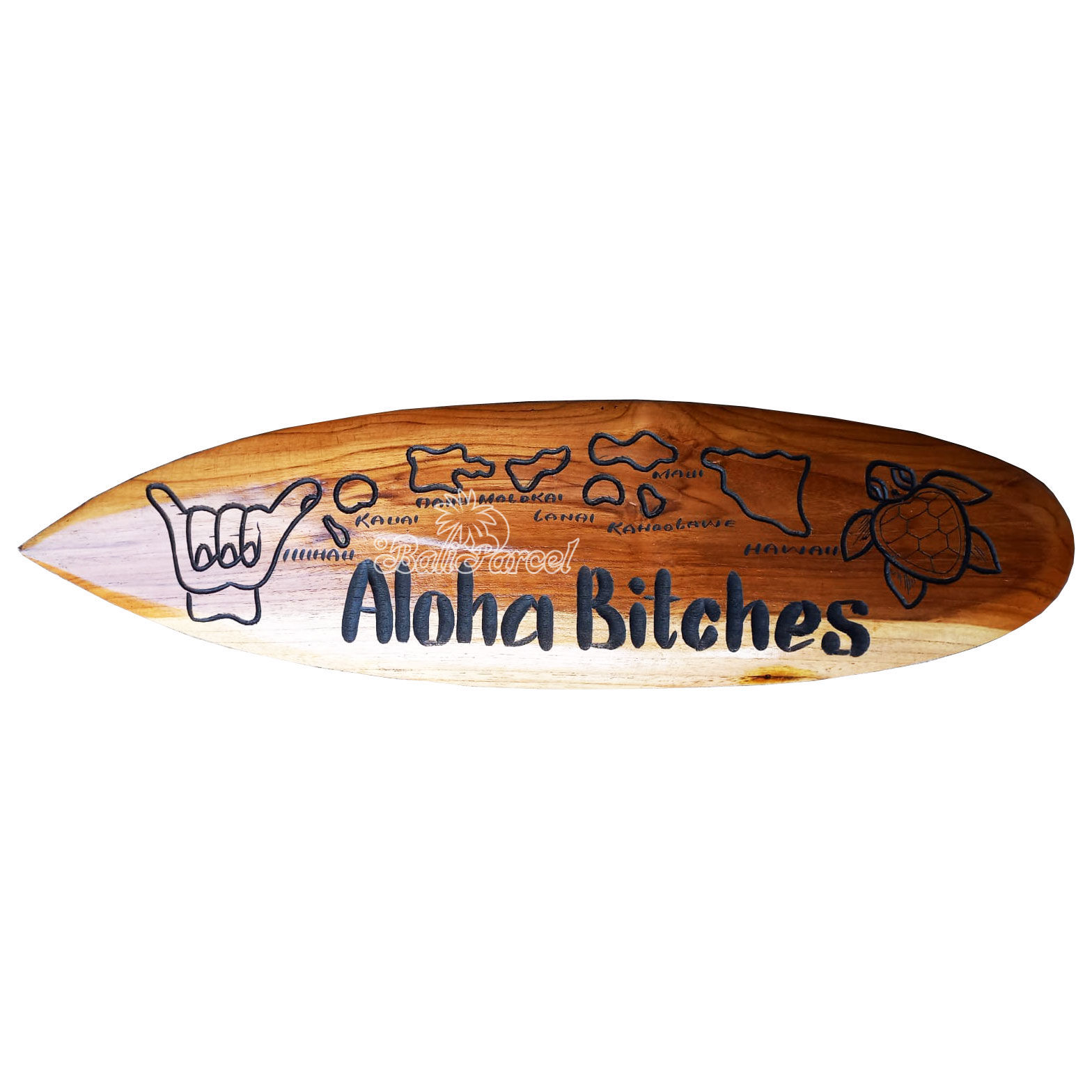 Wooden Surfboard Carving,  Handcarved From Teak Wood