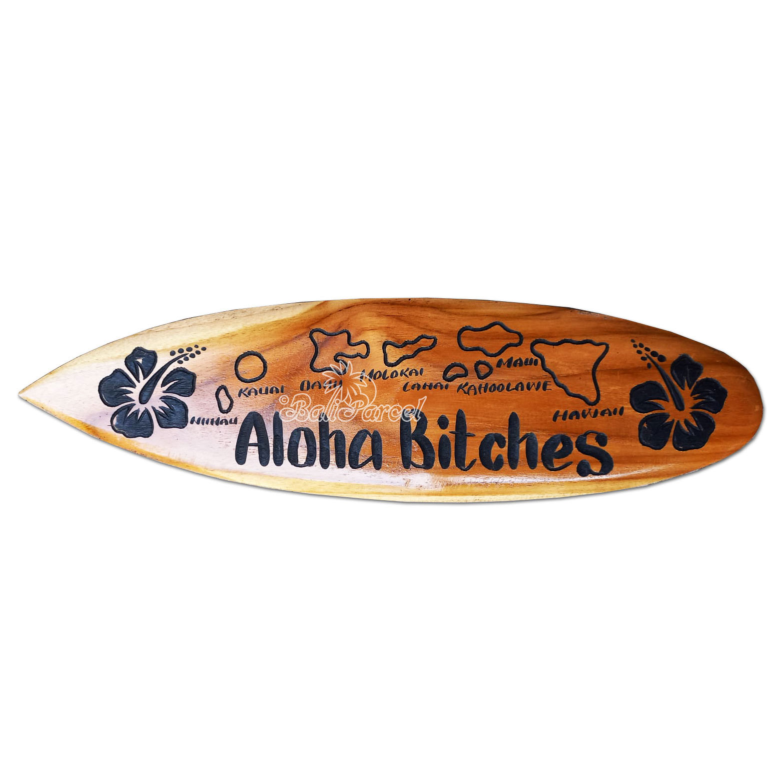 Wooden Surfboard Carving,  Handcarved From Teak Wood
