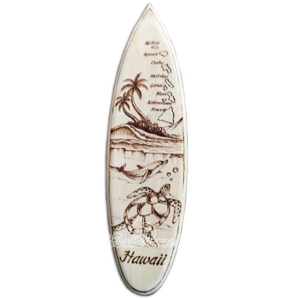 Wooden Surfboard Burning, Handmade From Pinus Wood