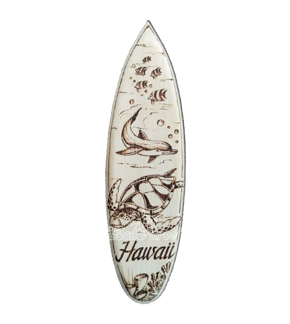 Wooden Surfboard Burning, Handmade From Pinus Wood
