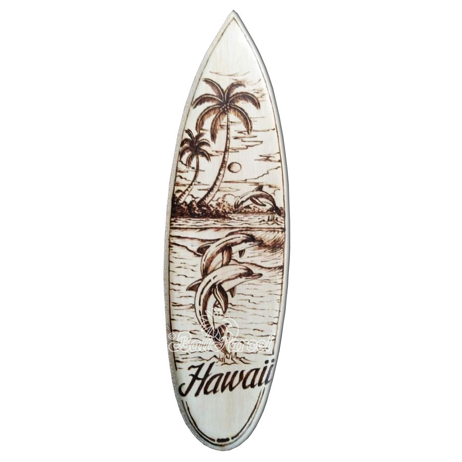 Wooden Surfboard Burning, Handmade From Pinus Wood