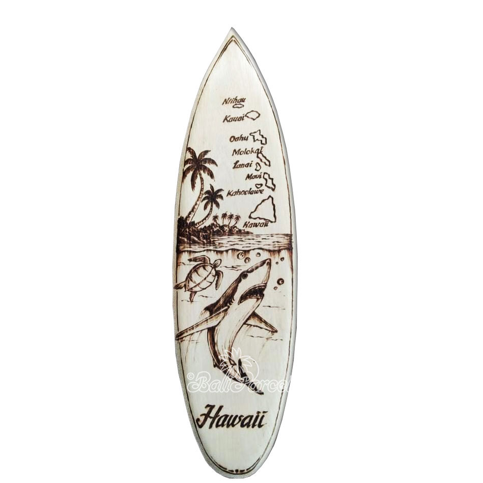 Wooden Surfboard Burning, Handmade From Pinus Wood