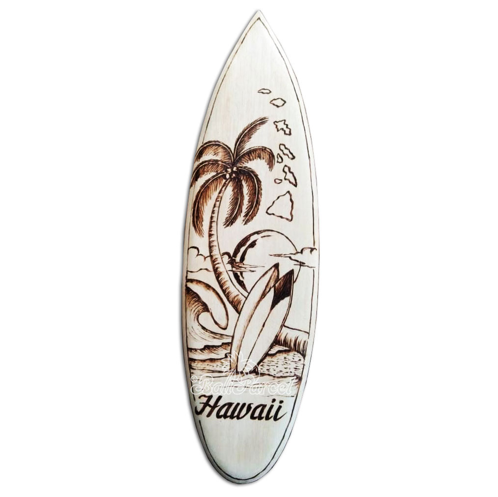 Wooden Surfboard Burning, Handmade From Pinus Wood