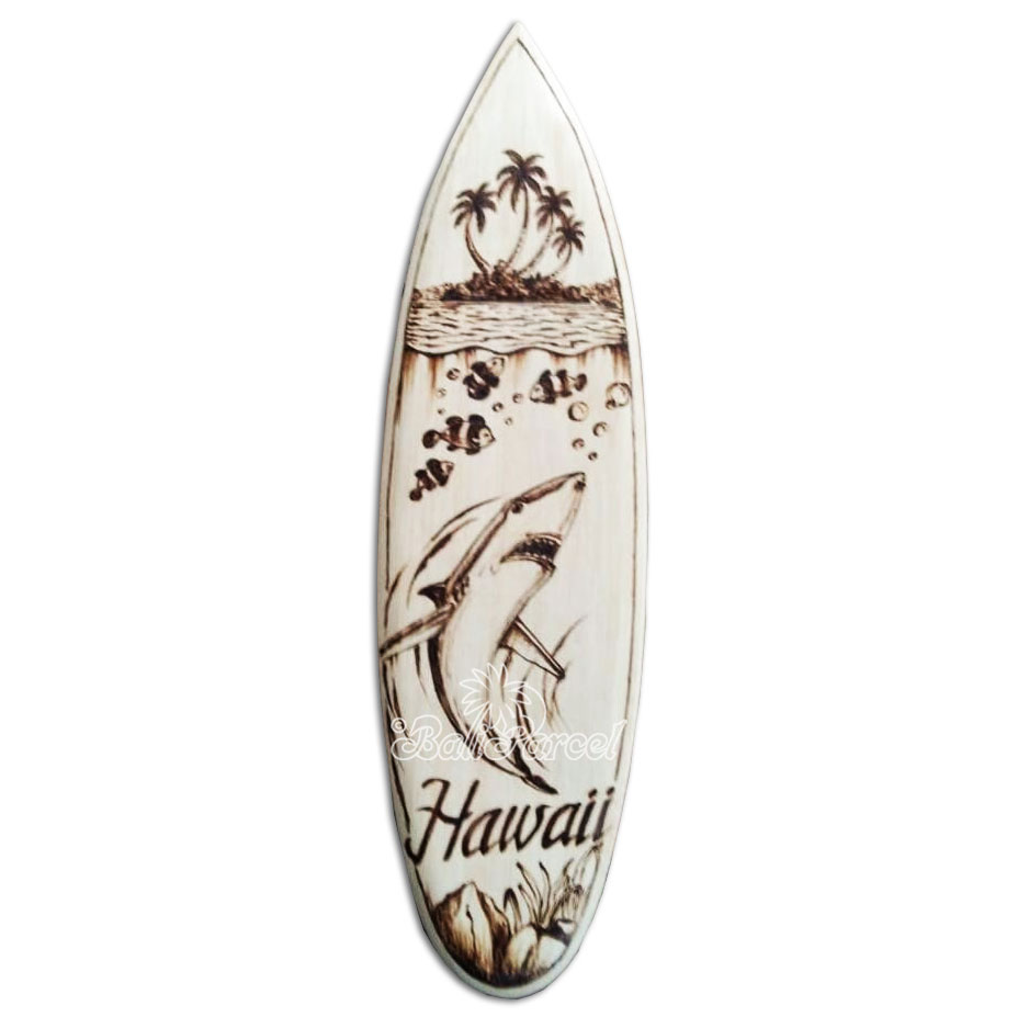 Wooden Surfboard Burning, Handmade From Pinus Wood