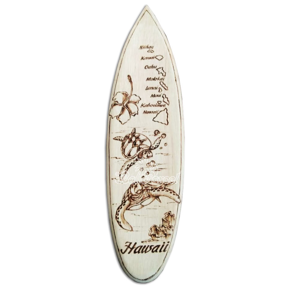 Wooden Surfboard Burning, Handmade From Pinus Wood