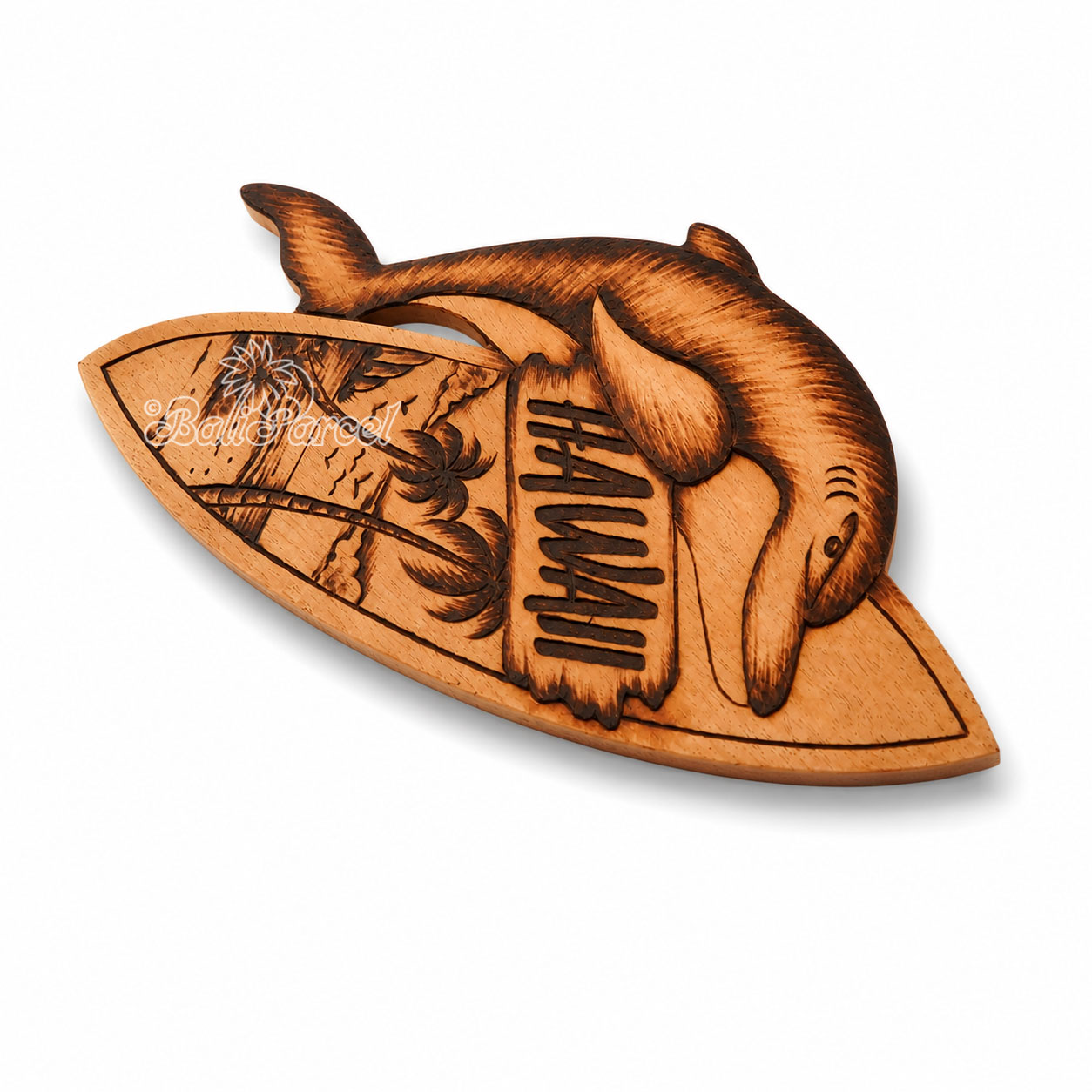 Wooden Surfboard Burning, Handmade From Pinus Wood
