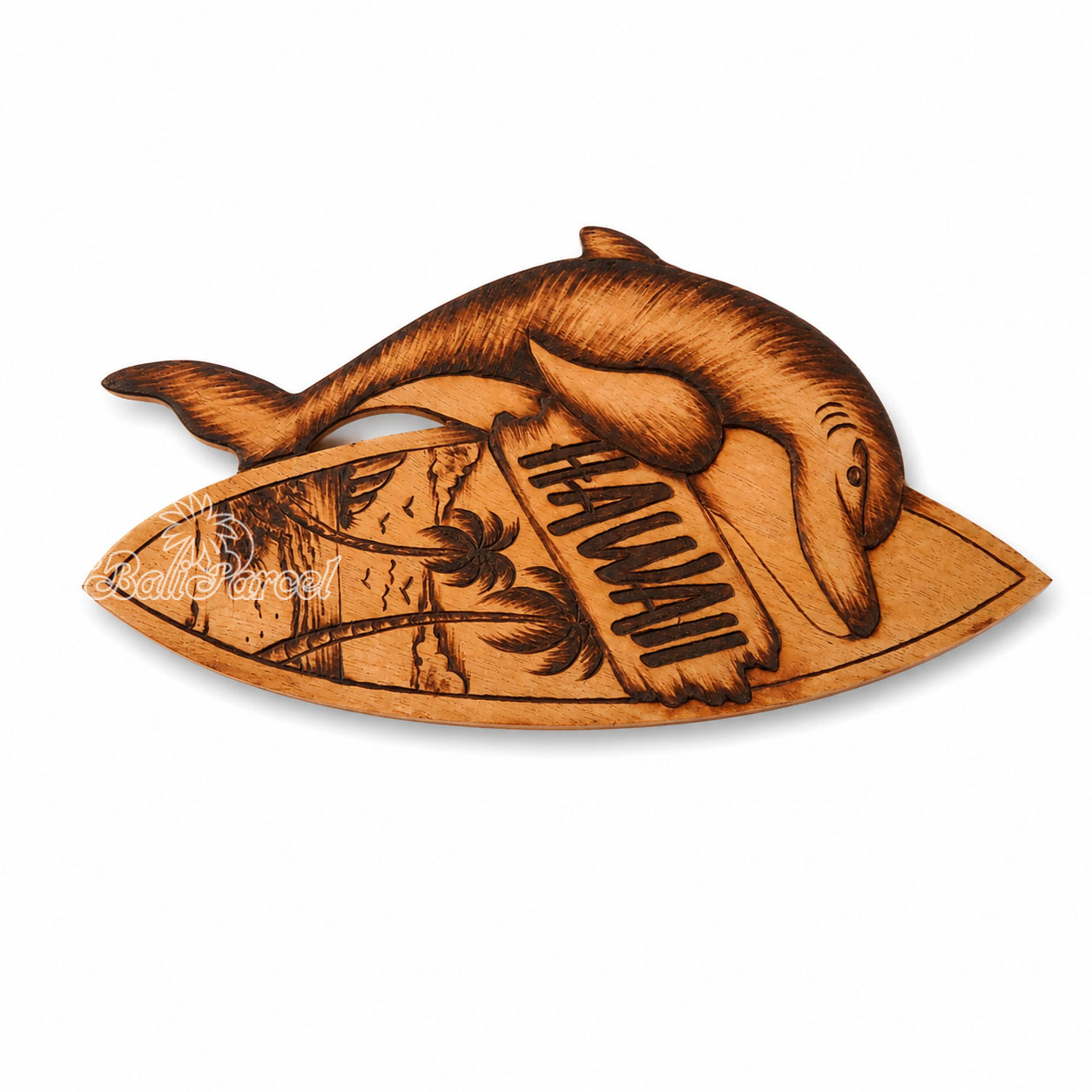Wooden Surfboard Burning, Handmade From Pinus Wood