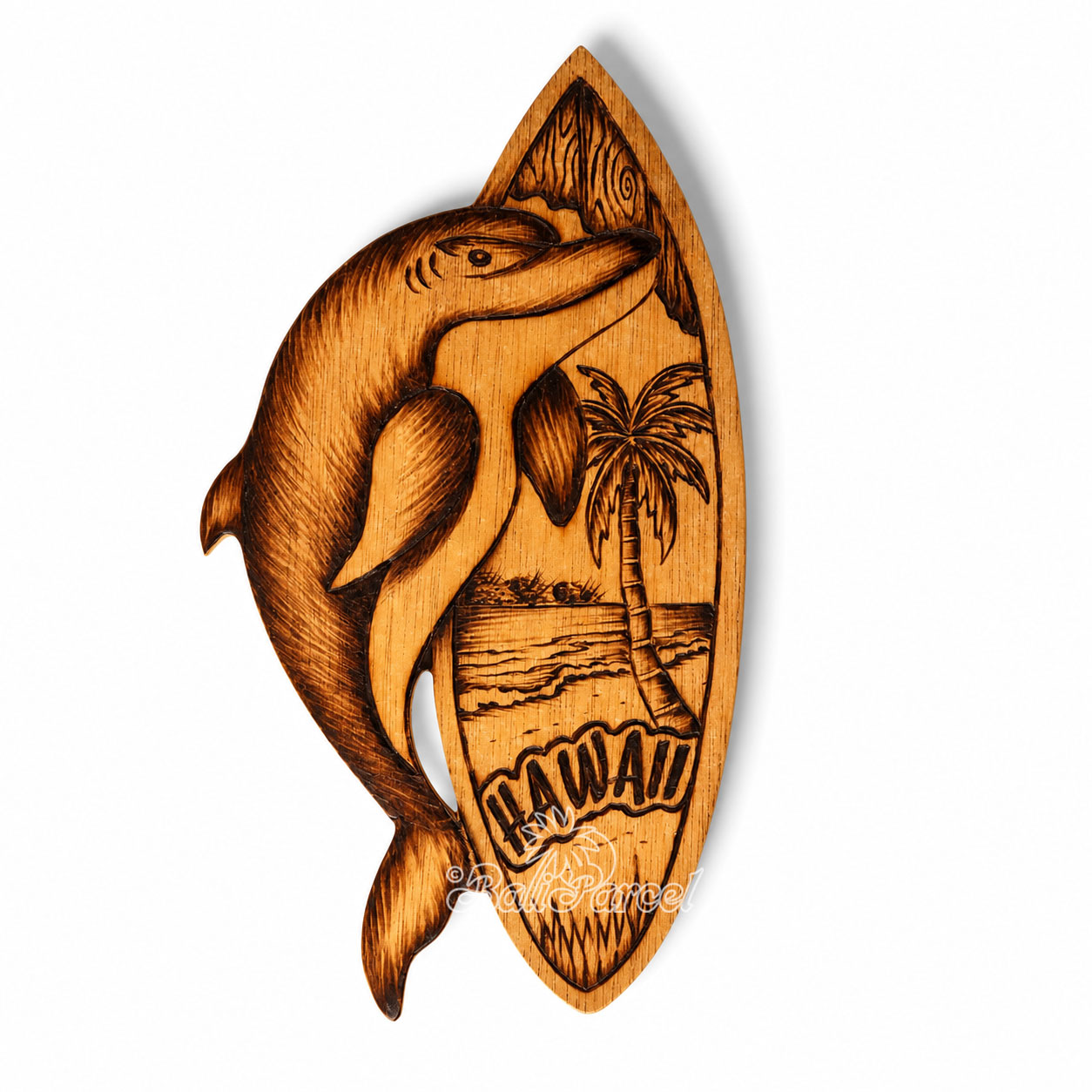 Wooden Surfboard Burning, Handmade From Pinus Wood
