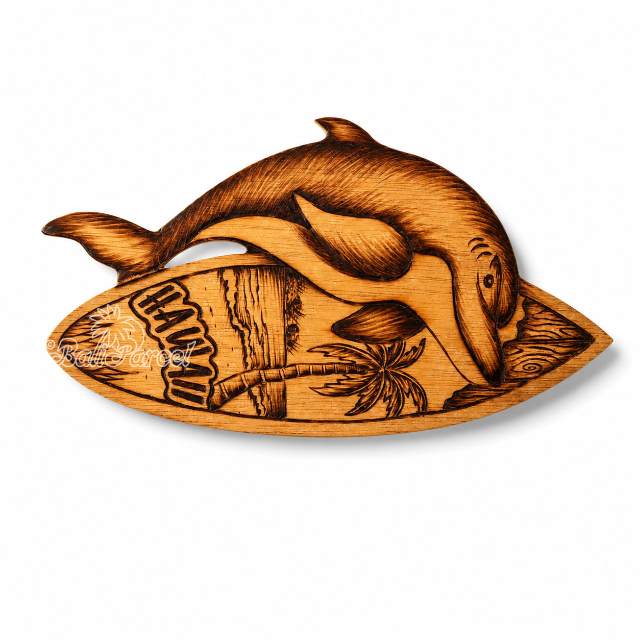 Wooden Surfboard Burning, Handmade From Pinus Wood