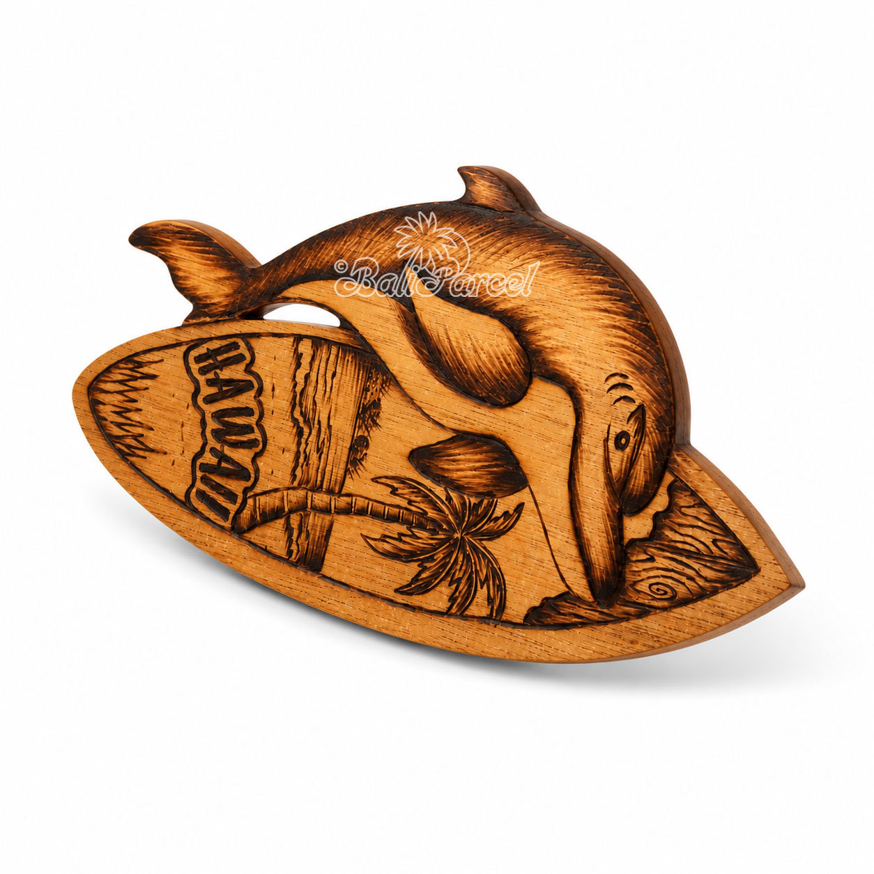 Wooden Surfboard Burning, Handmade From Pinus Wood