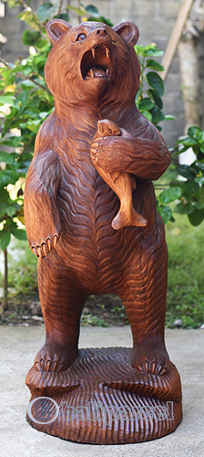 Wooden Bear, Handmade From Suar Wood