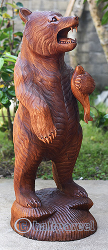 Wooden Bear, Handmade From Suar Wood