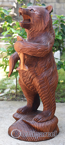 Wooden Bear, Handmade From Suar Wood